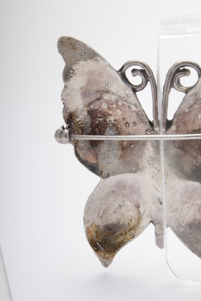 Sterling Silver Synthetic Turquoise Butterfly Brooch