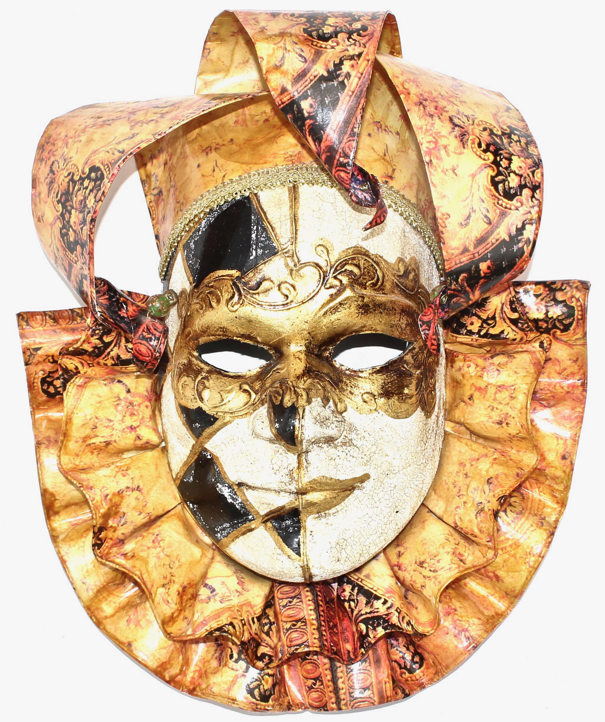 Charles George Green Hand-Colored Engraving and Venetian Style Mask