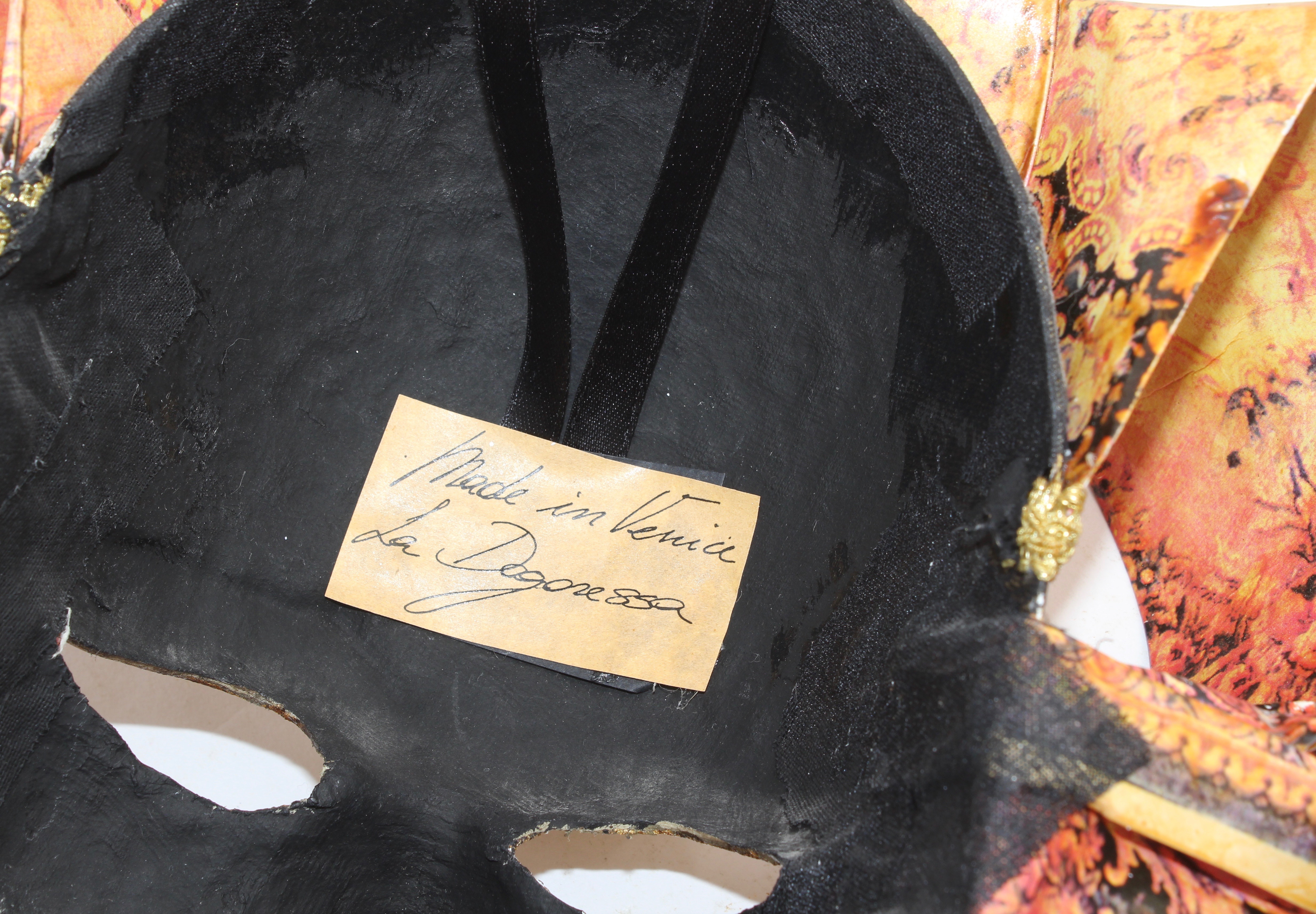 Charles George Green Hand-Colored Engraving and Venetian Style Mask