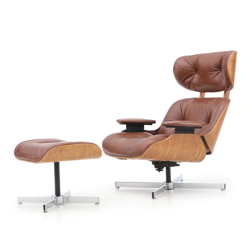 Eames Style Lounge Chair with Ottoman, by Charlton