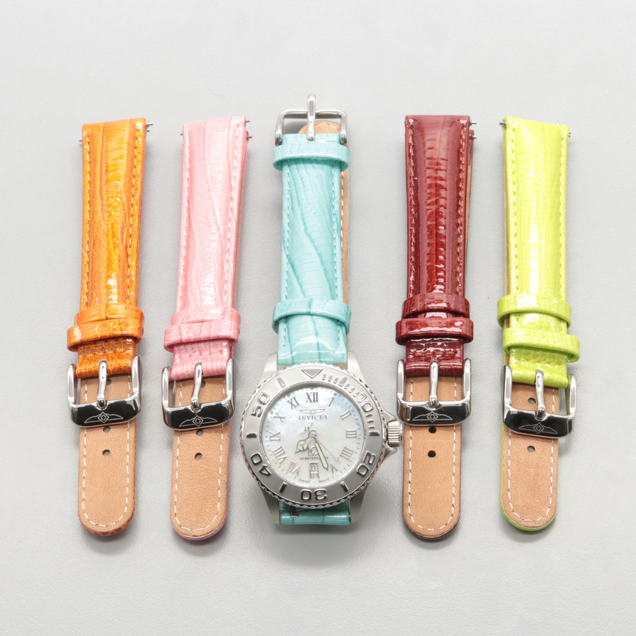 Invicta "Wildflower" Stainless Steel Watch With Mother of Pearl Dial