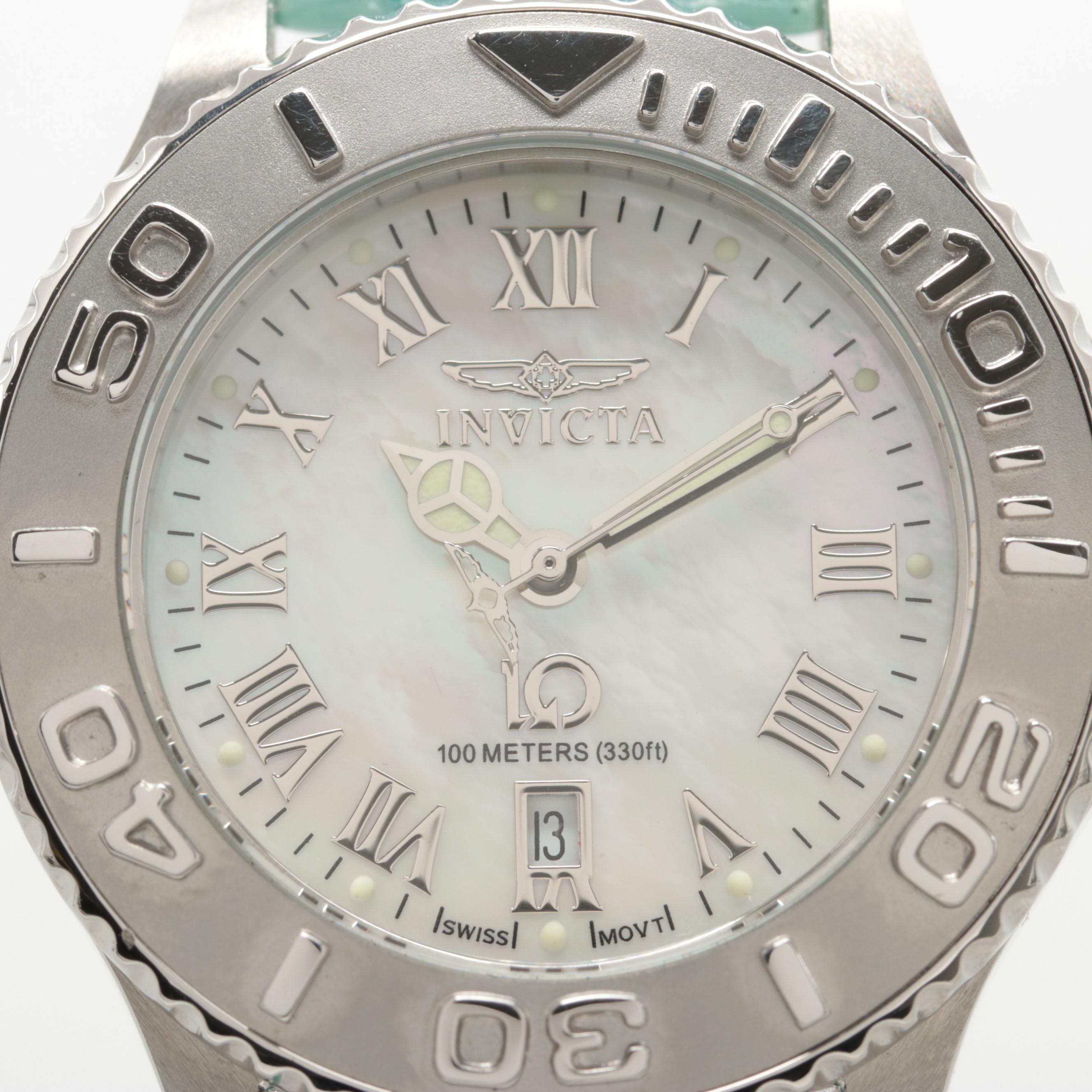 Invicta "Wildflower" Stainless Steel Watch With Mother of Pearl Dial
