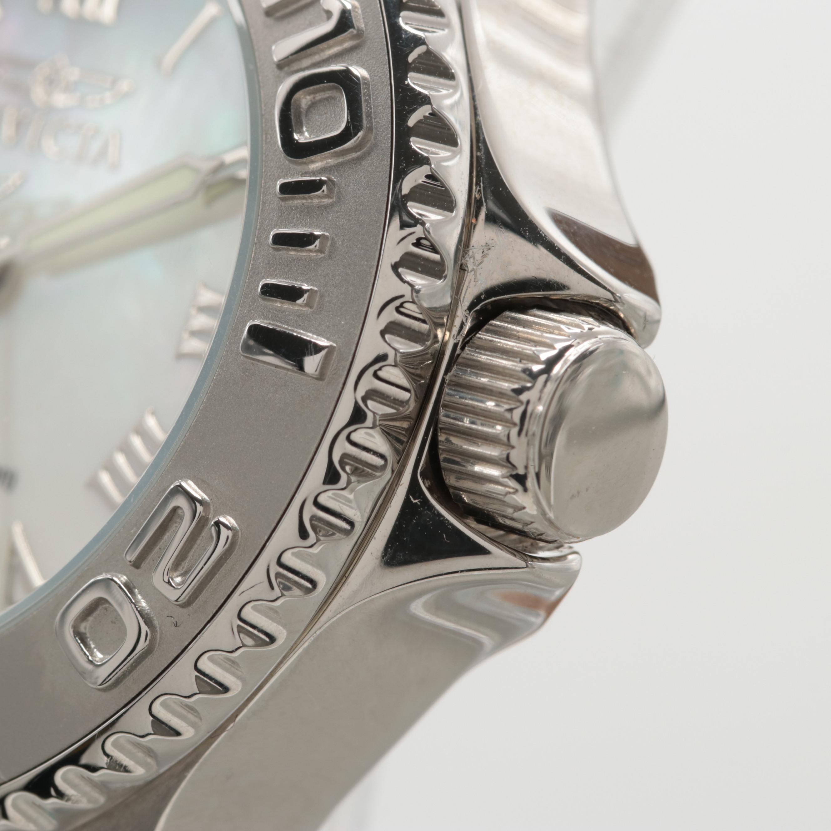 Invicta "Wildflower" Stainless Steel Watch With Mother of Pearl Dial