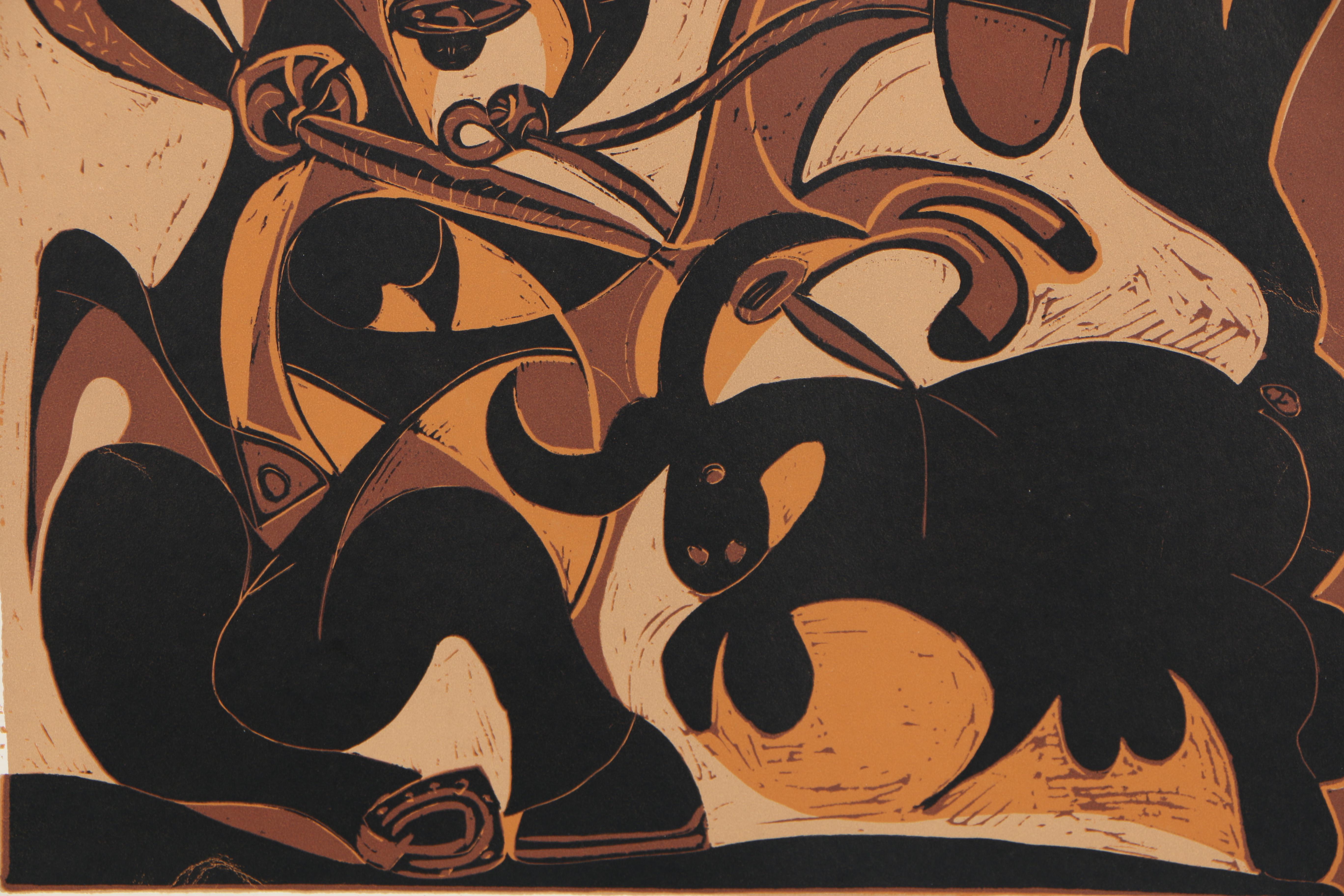 Pablo Picasso 1962 Linocut "Picador Goading Bull"