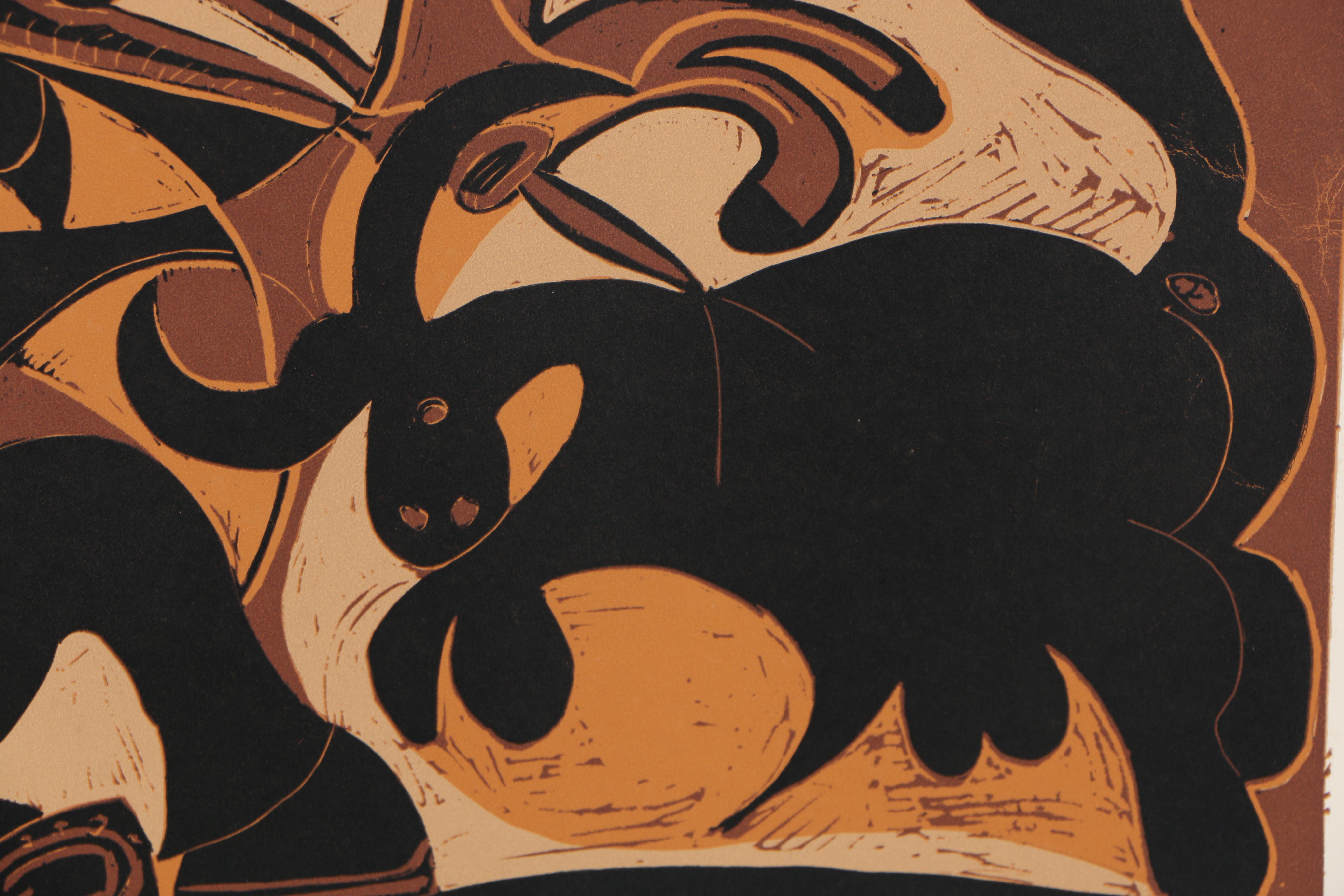 Pablo Picasso 1962 Linocut "Picador Goading Bull"