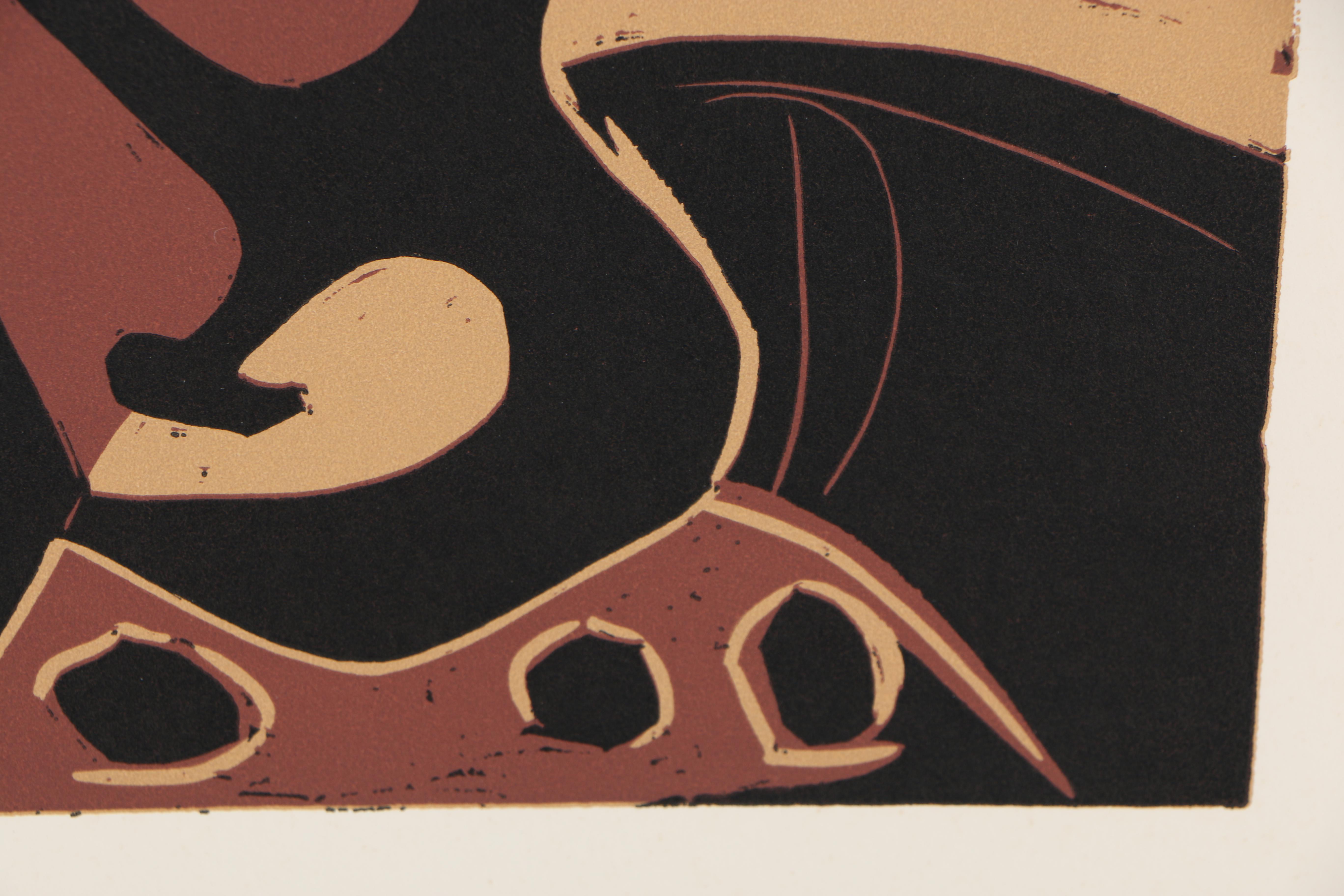 Pablo Picasso 1962 Linocut "Picador Goading Bull with Matador"