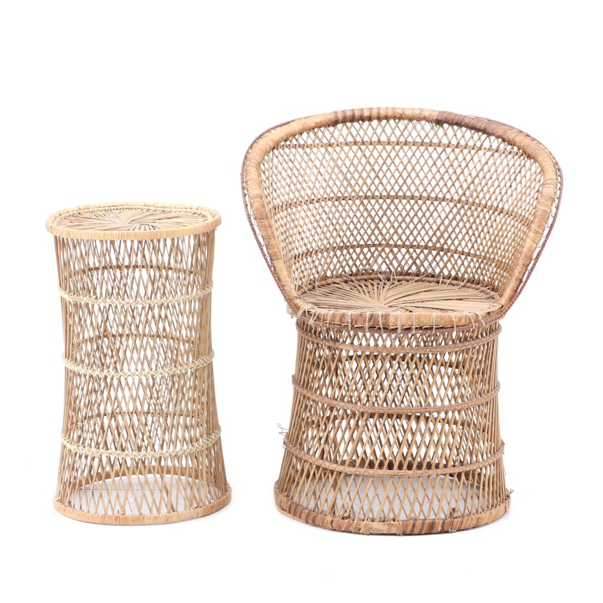Wicker Chair and Accent Table