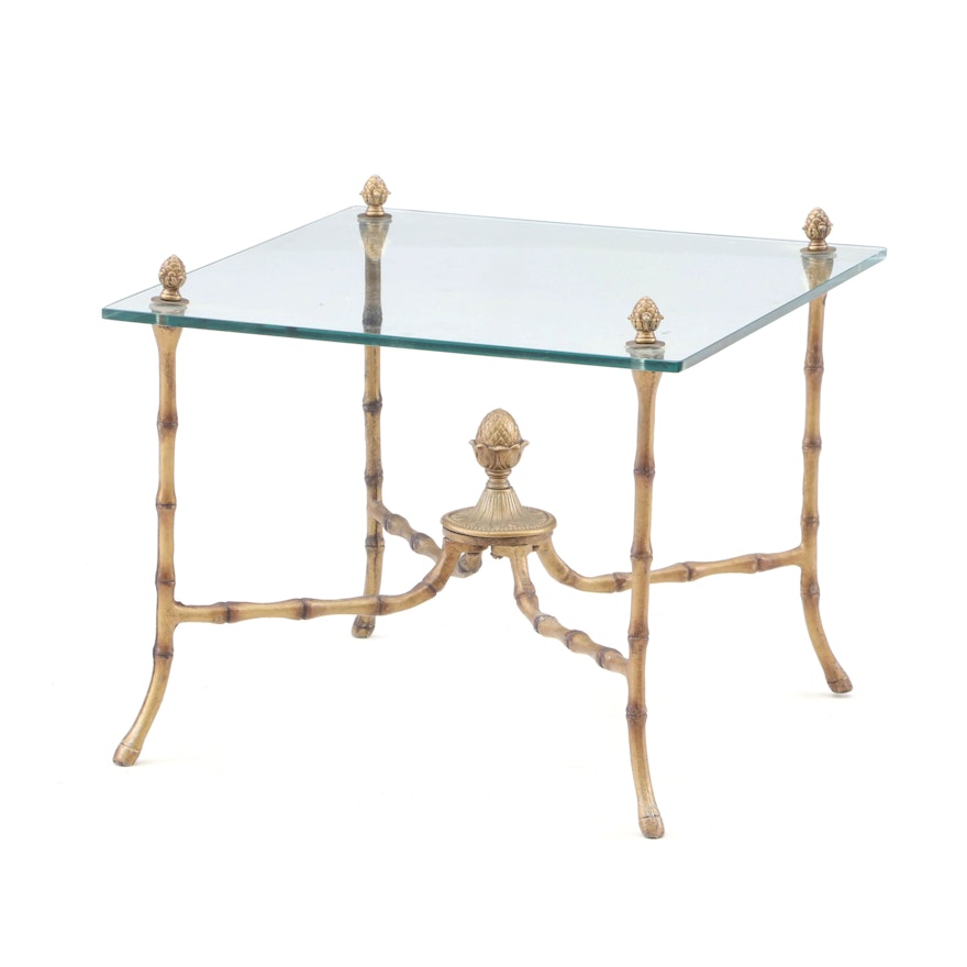 Glass Top Side Table, Mid to Late 20th Century