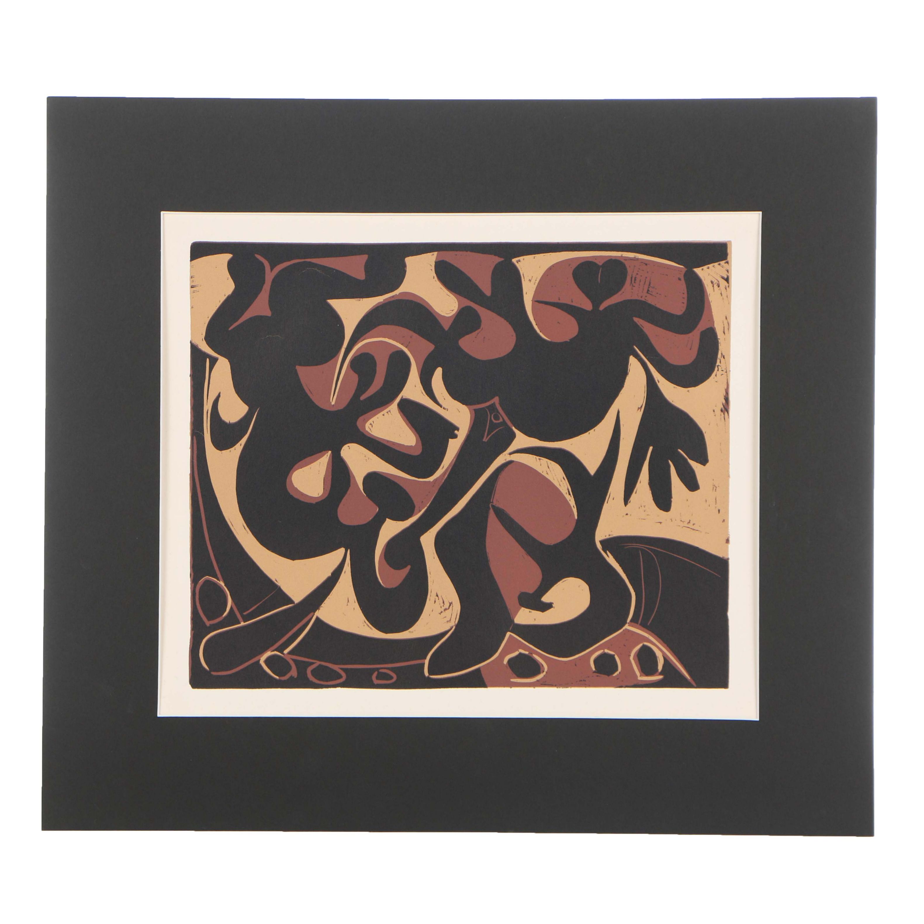 Pablo Picasso 1962 Linocut "Picador Goading Bull with Matador"