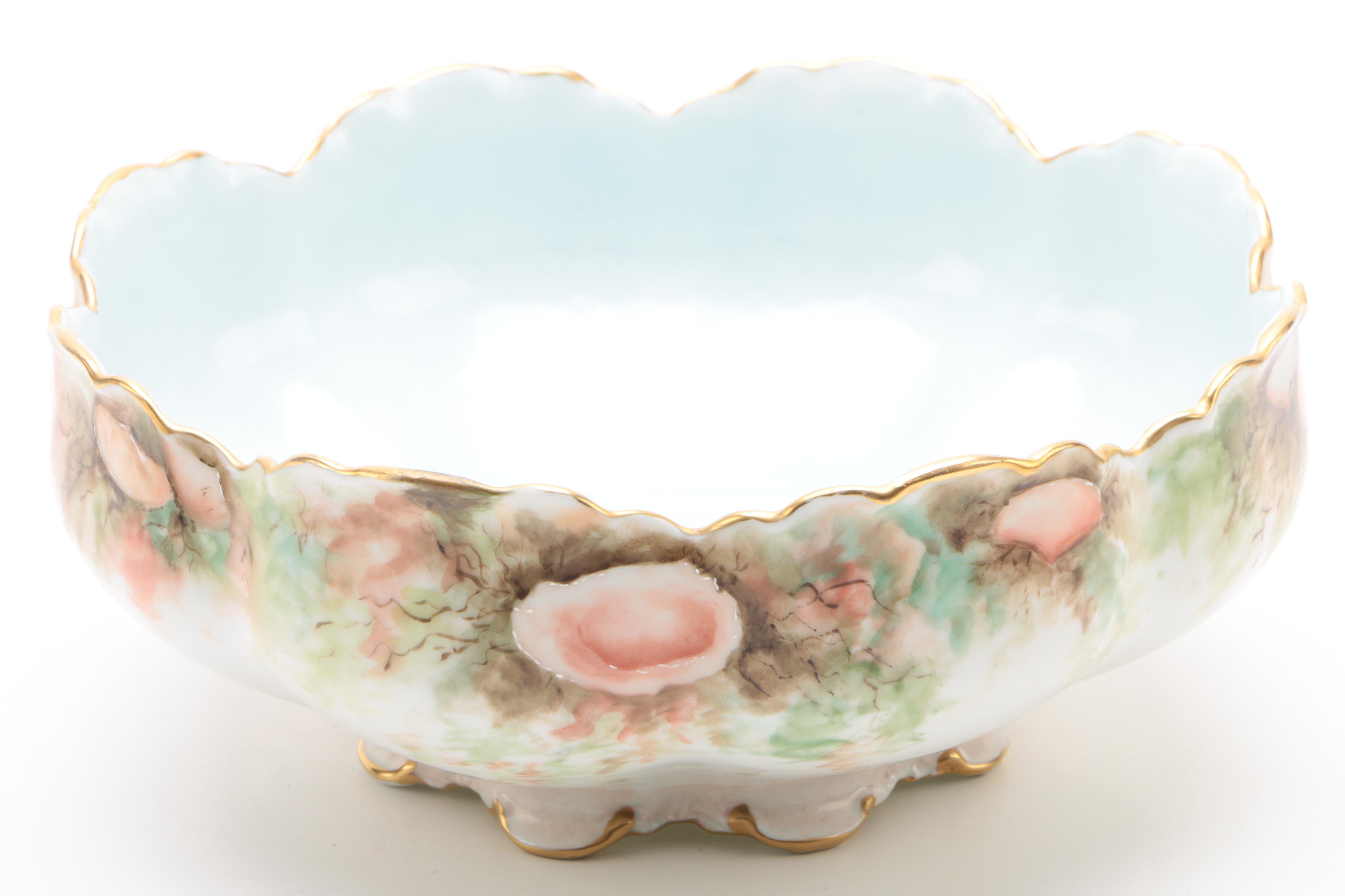 Hobbyist Painted Haviland Limoges Seafood Serving Bowl and Plates, circa 1888-96