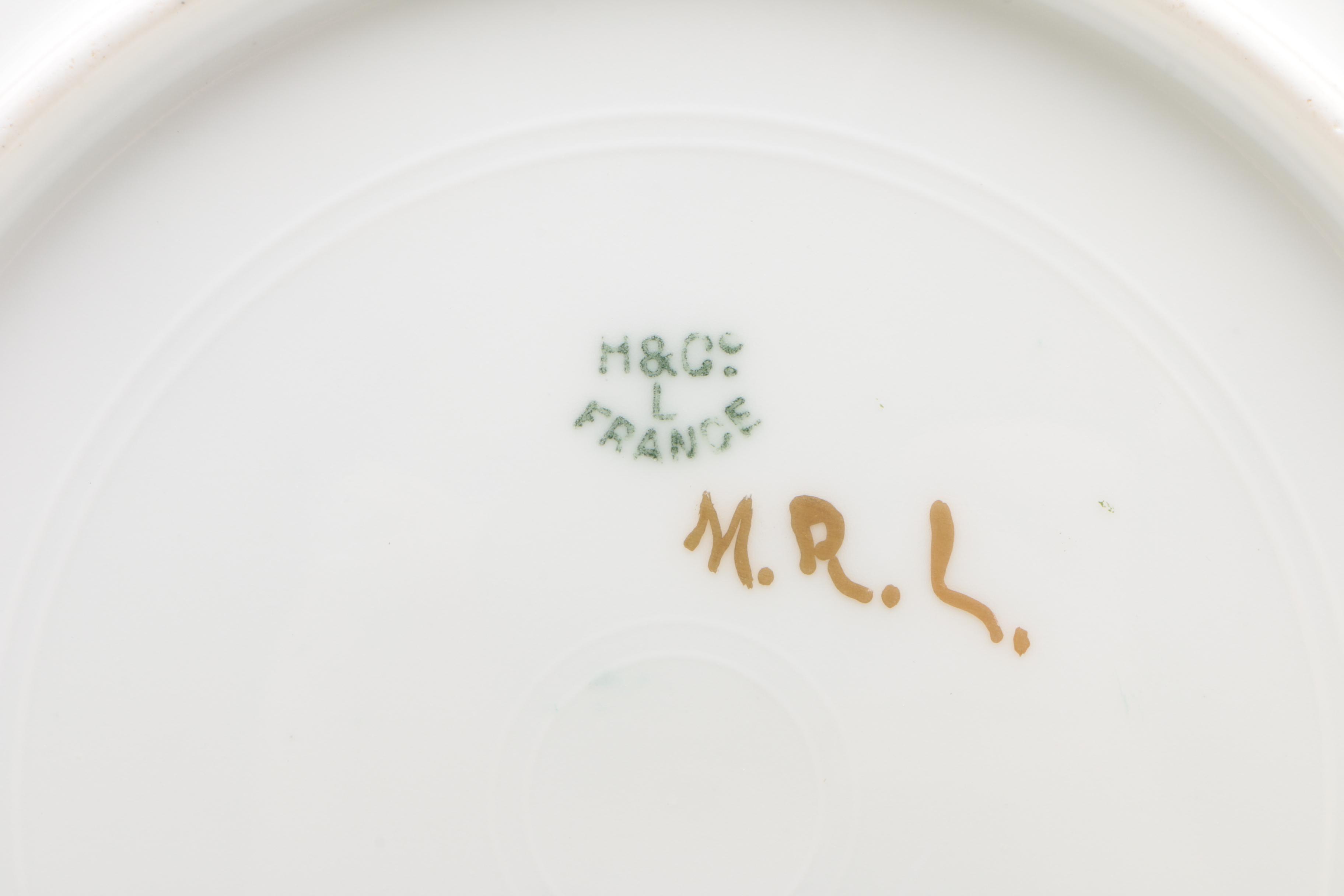 Hobbyist Painted Haviland Limoges Seafood Serving Bowl and Plates, circa 1888-96