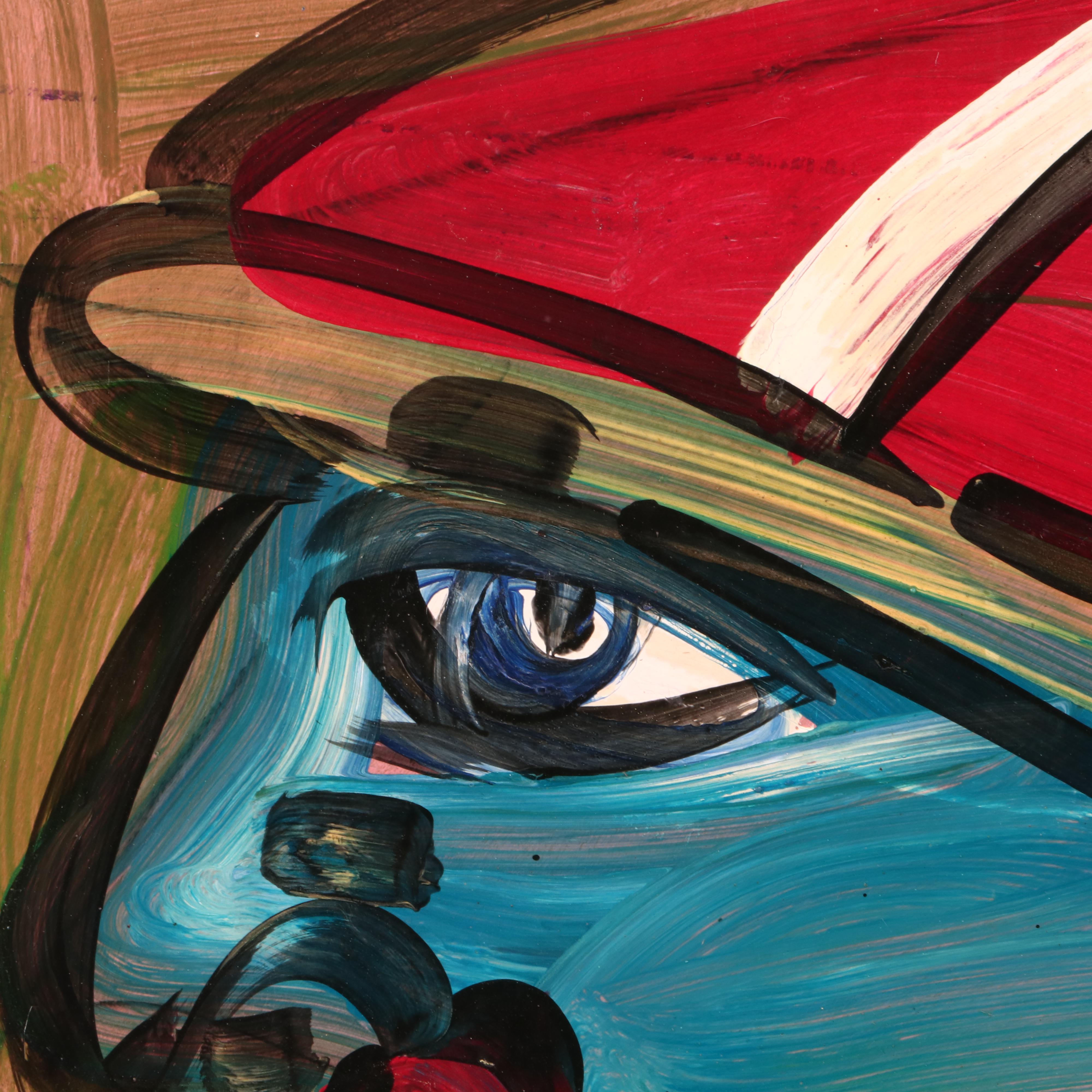 Peter Keil 1985 Oil on Board Portrait Painting "Lucky Woman"