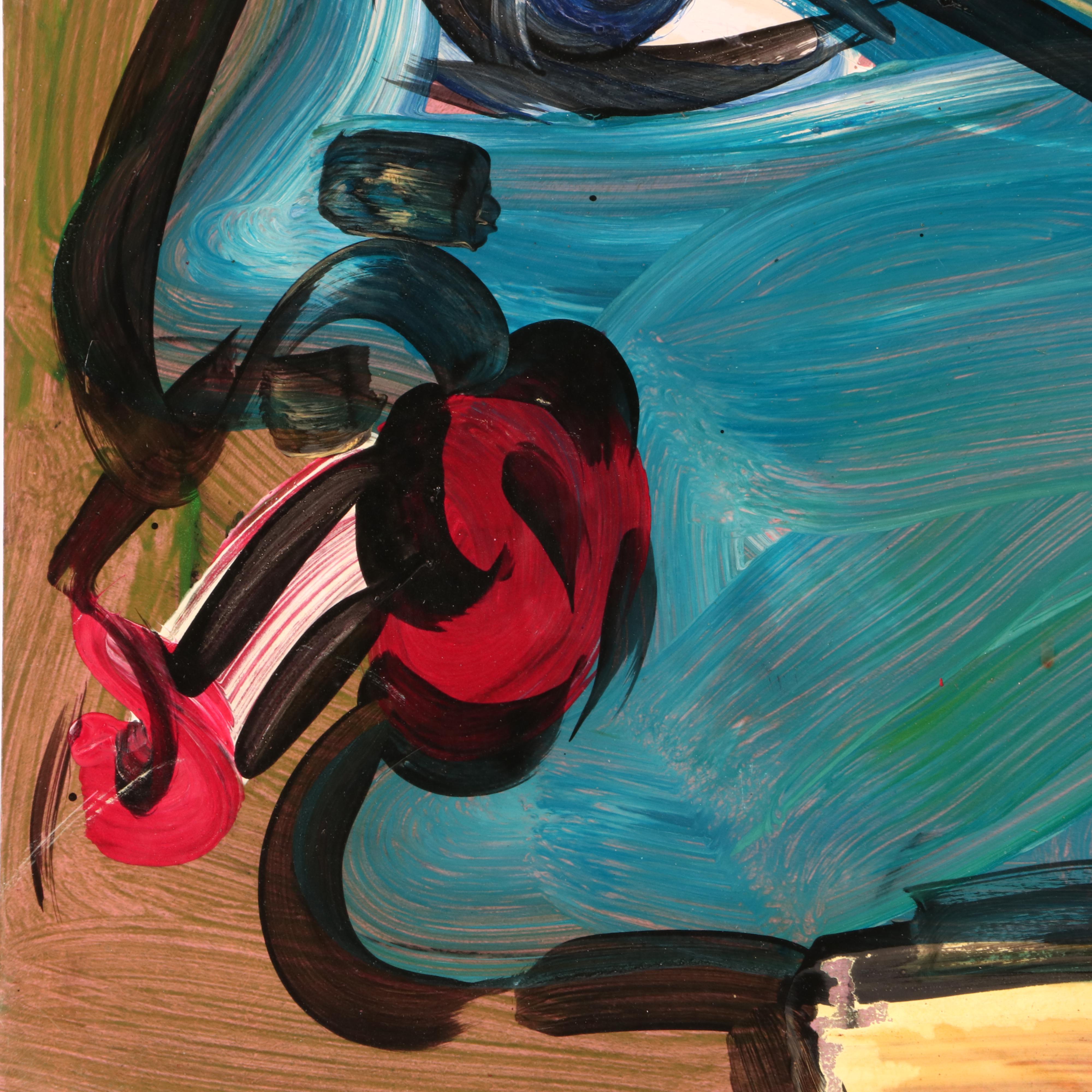 Peter Keil 1985 Oil on Board Portrait Painting "Lucky Woman"