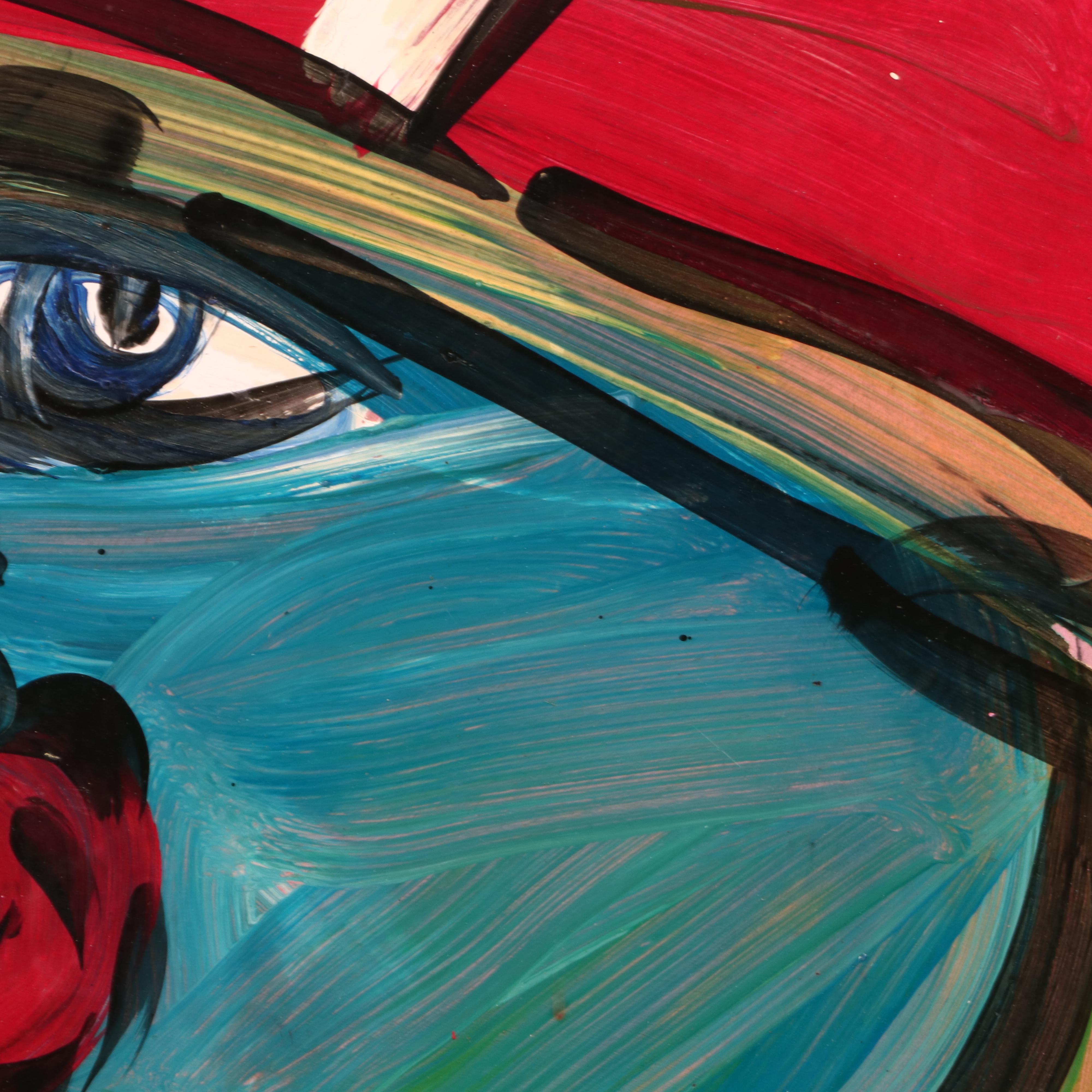 Peter Keil 1985 Oil on Board Portrait Painting "Lucky Woman"