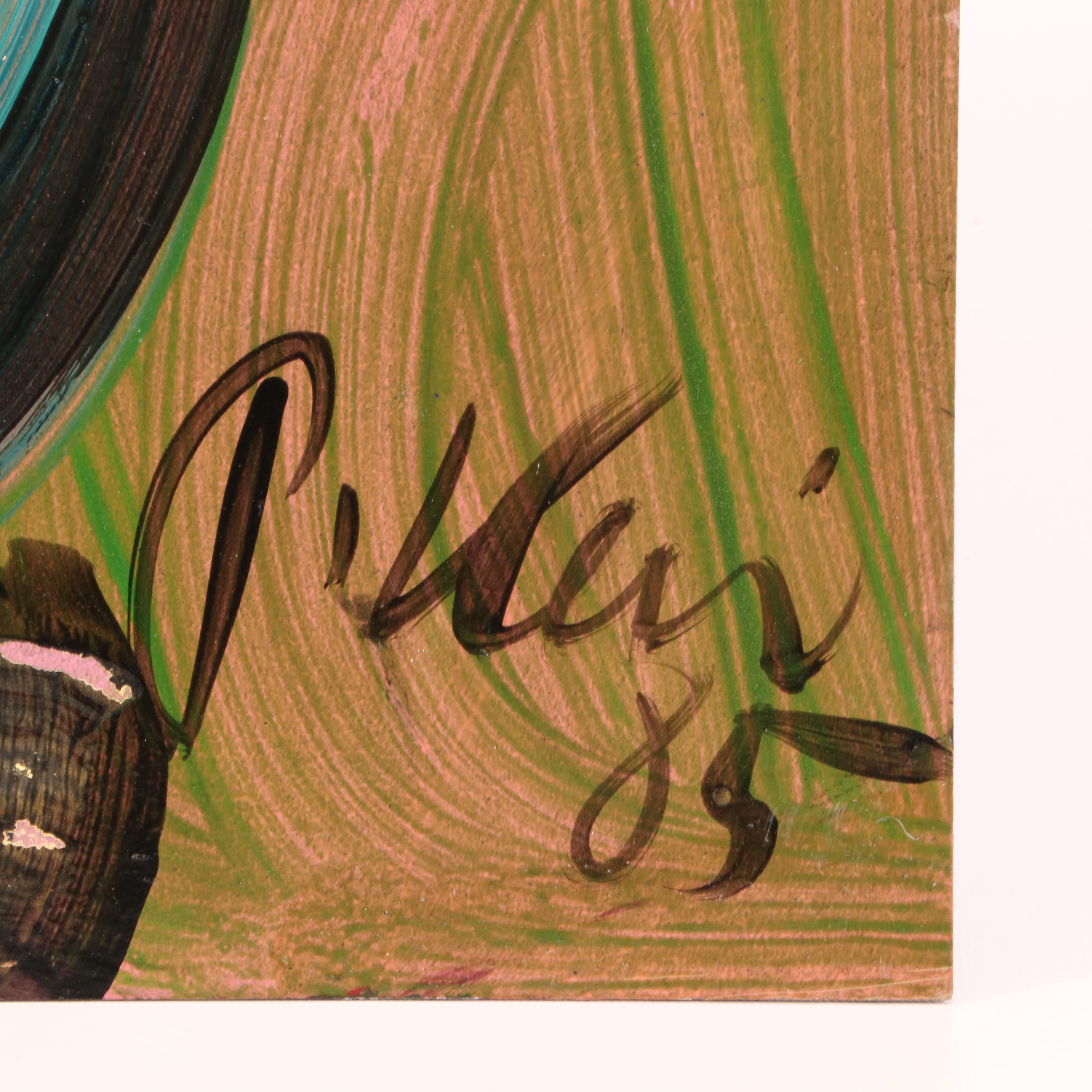 Peter Keil 1985 Oil on Board Portrait Painting "Lucky Woman"