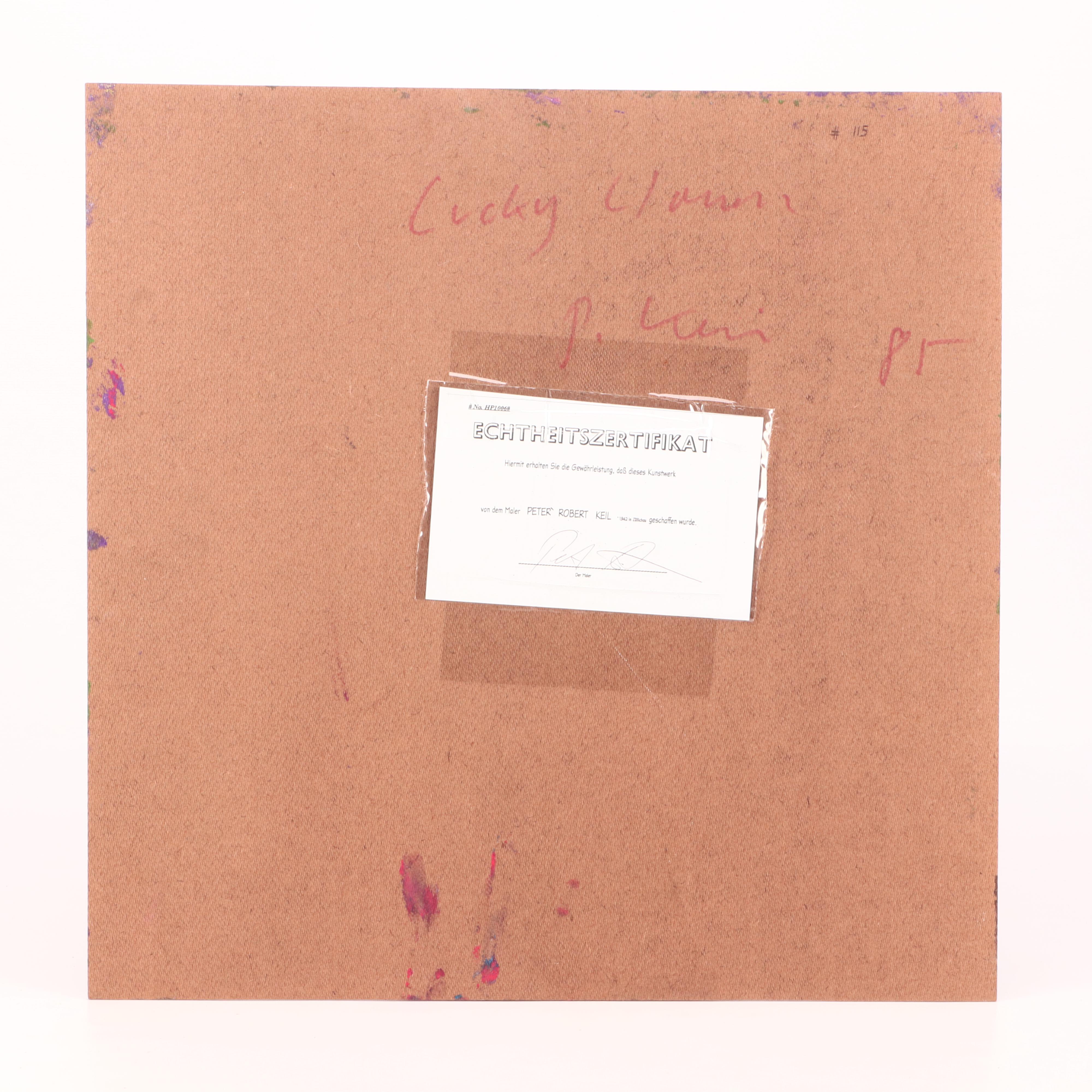 Peter Keil 1985 Oil on Board Portrait Painting "Lucky Woman"