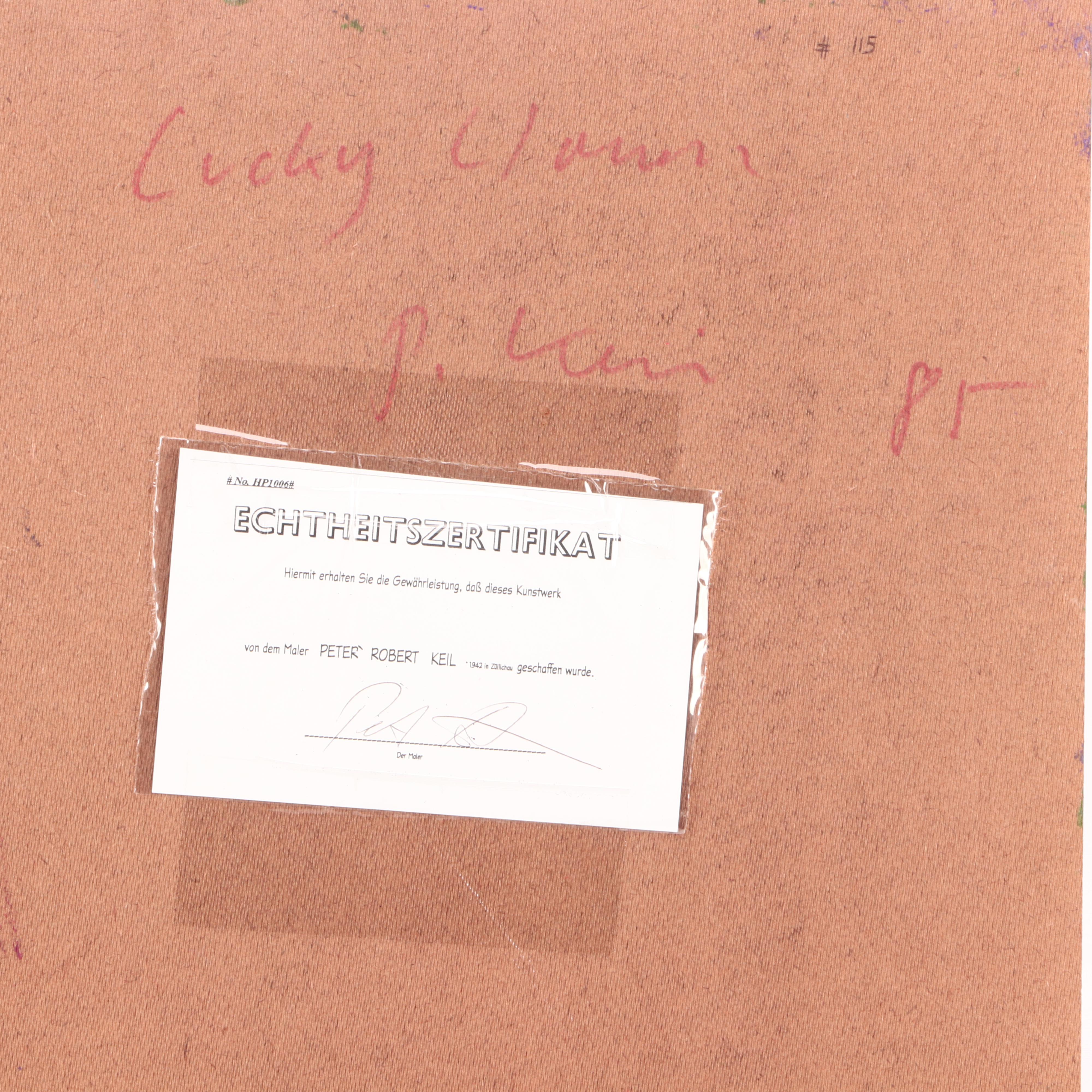 Peter Keil 1985 Oil on Board Portrait Painting "Lucky Woman"