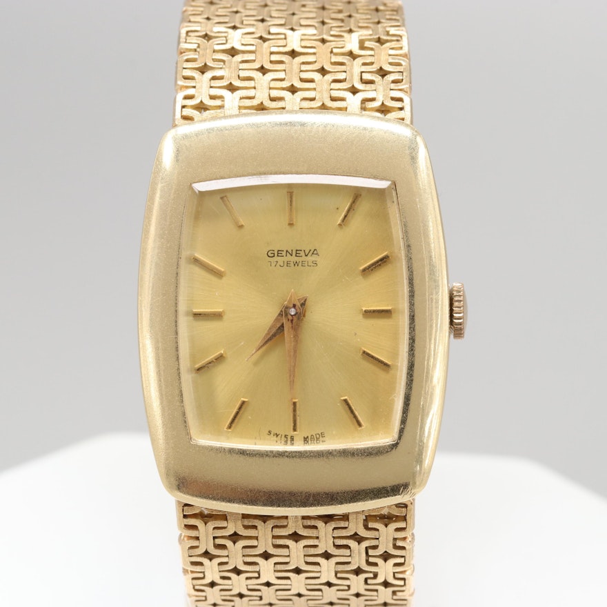Vintage Geneva 14K Yellow Gold Stem Wind Wristwatch