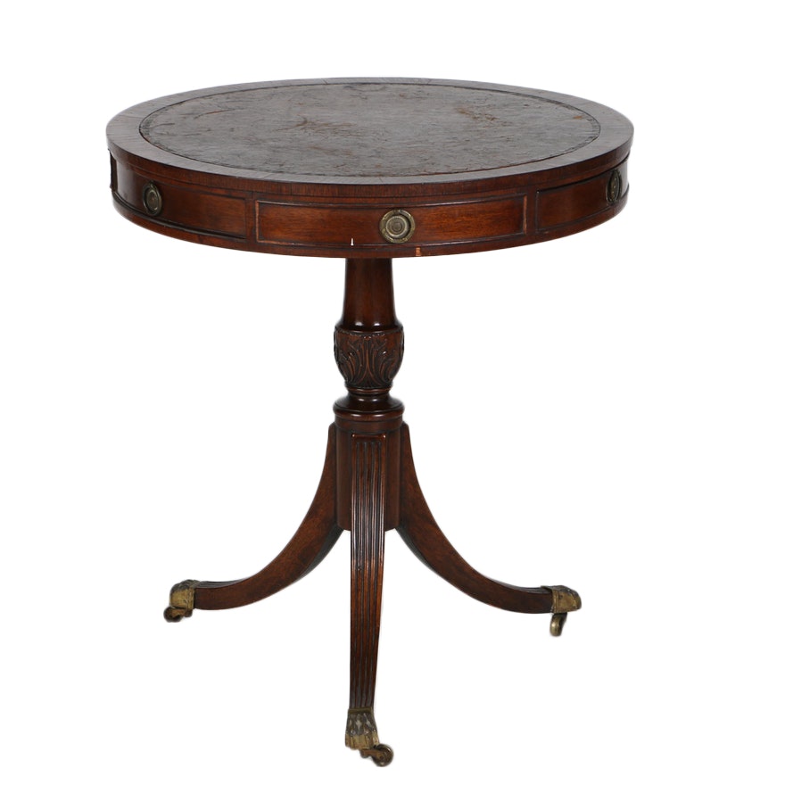 George III Style Mahogany and Leather Side Table, Late 19th/Early 20th Century