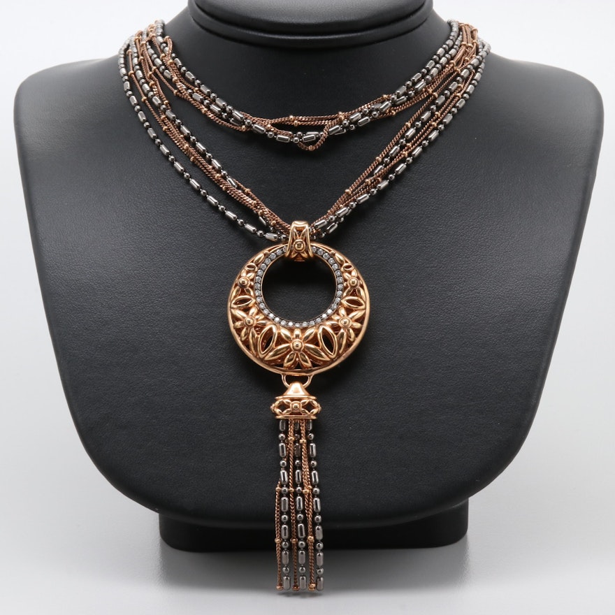 Gabrielle Bruni Rose Gold Wash on Sterling Silver Diamond Necklace