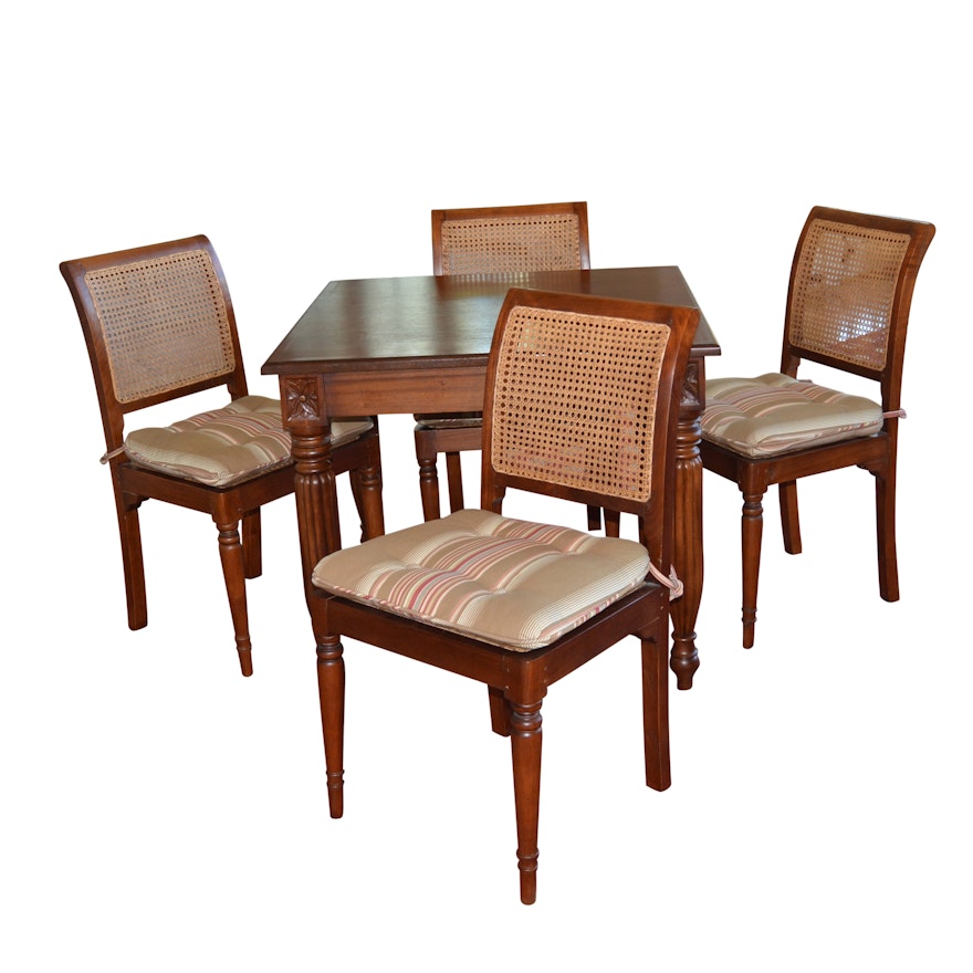 Federal Style Dining/Game Table and Cane Chairs by Mandalay, 21st Century