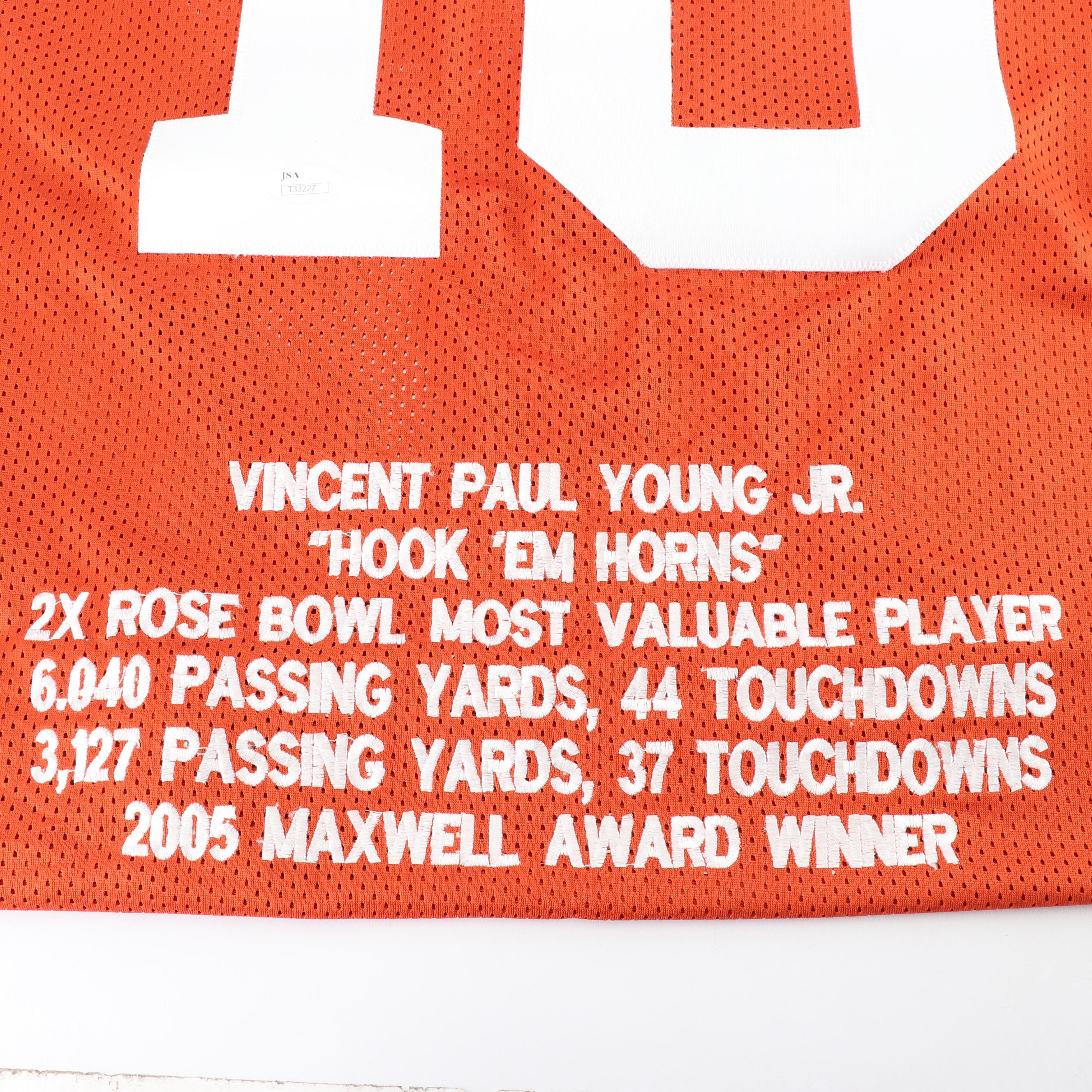 Vince Young Autographed University of Texas Football Jersey - JSA COA
