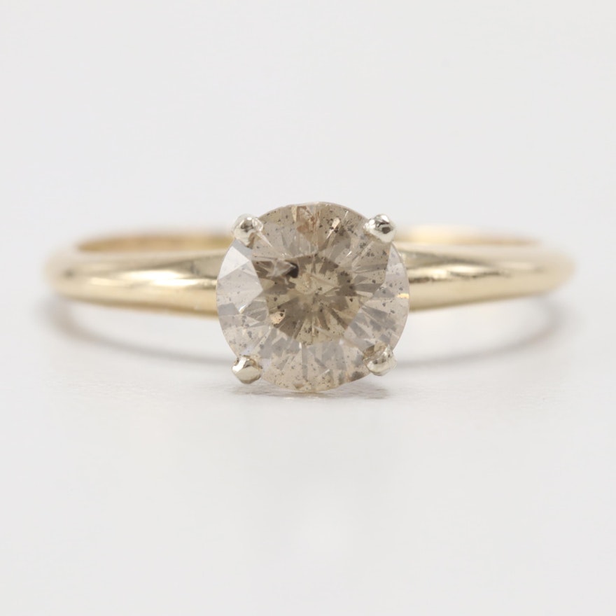 14K Yellow Gold Diamond Solitaire Ring