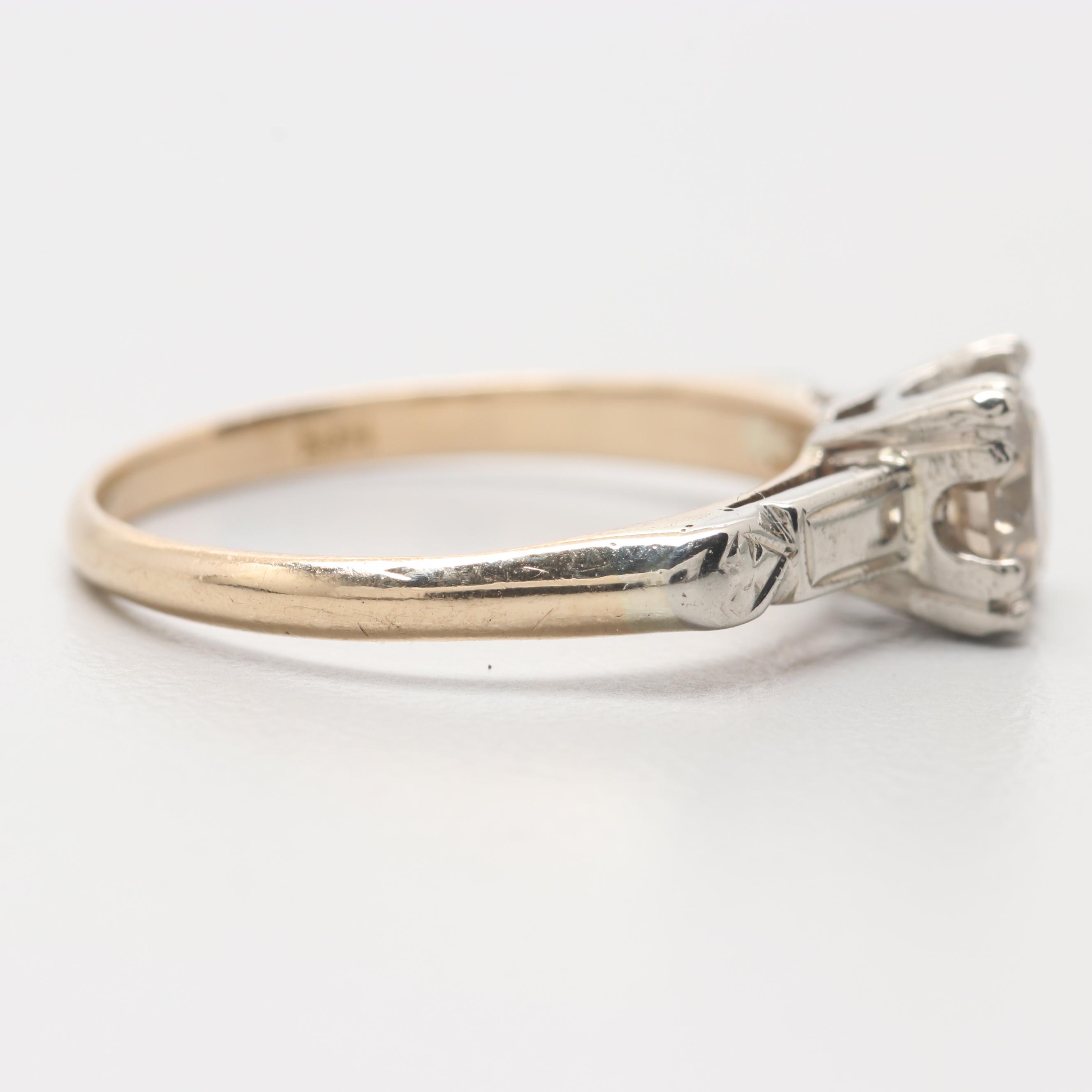 14K Yellow Gold Diamond Ring with White Gold Accents