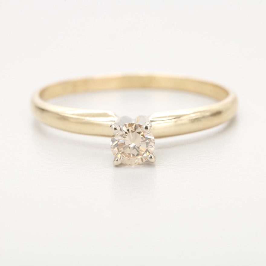 14K Yellow Gold Diamond Solitaire Ring