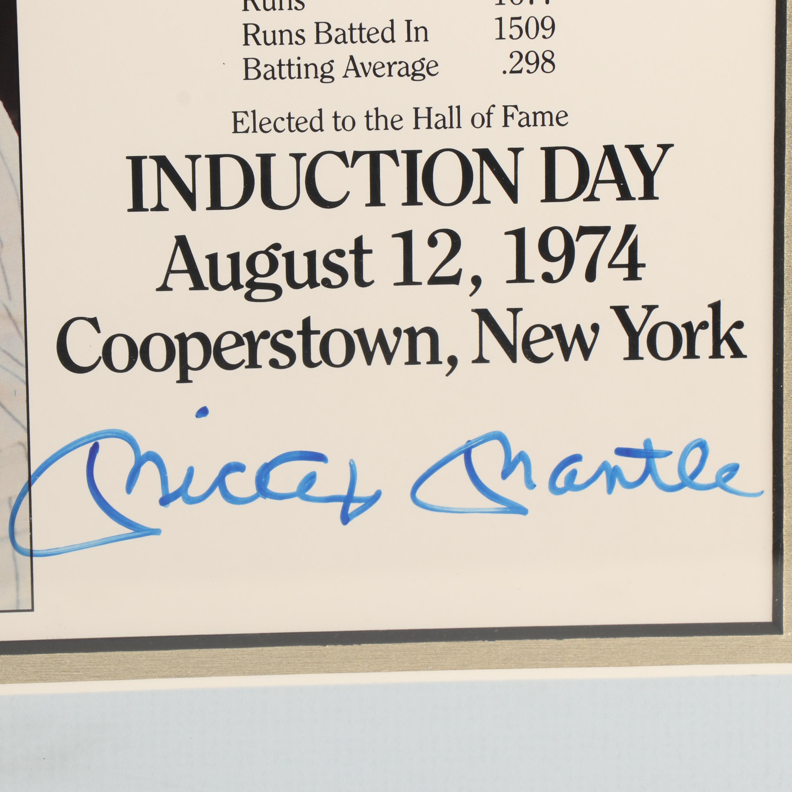 Mickey Mantle Autographed Hall of Fame Induction Day Display