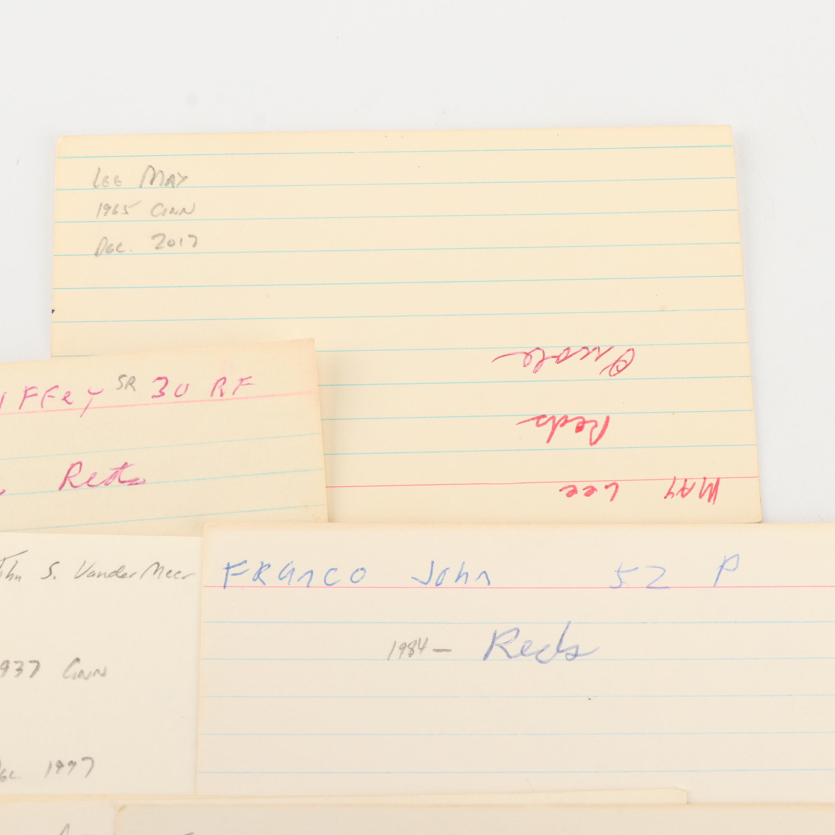 Vintage Cincinnati Reds Autographed Note Cards