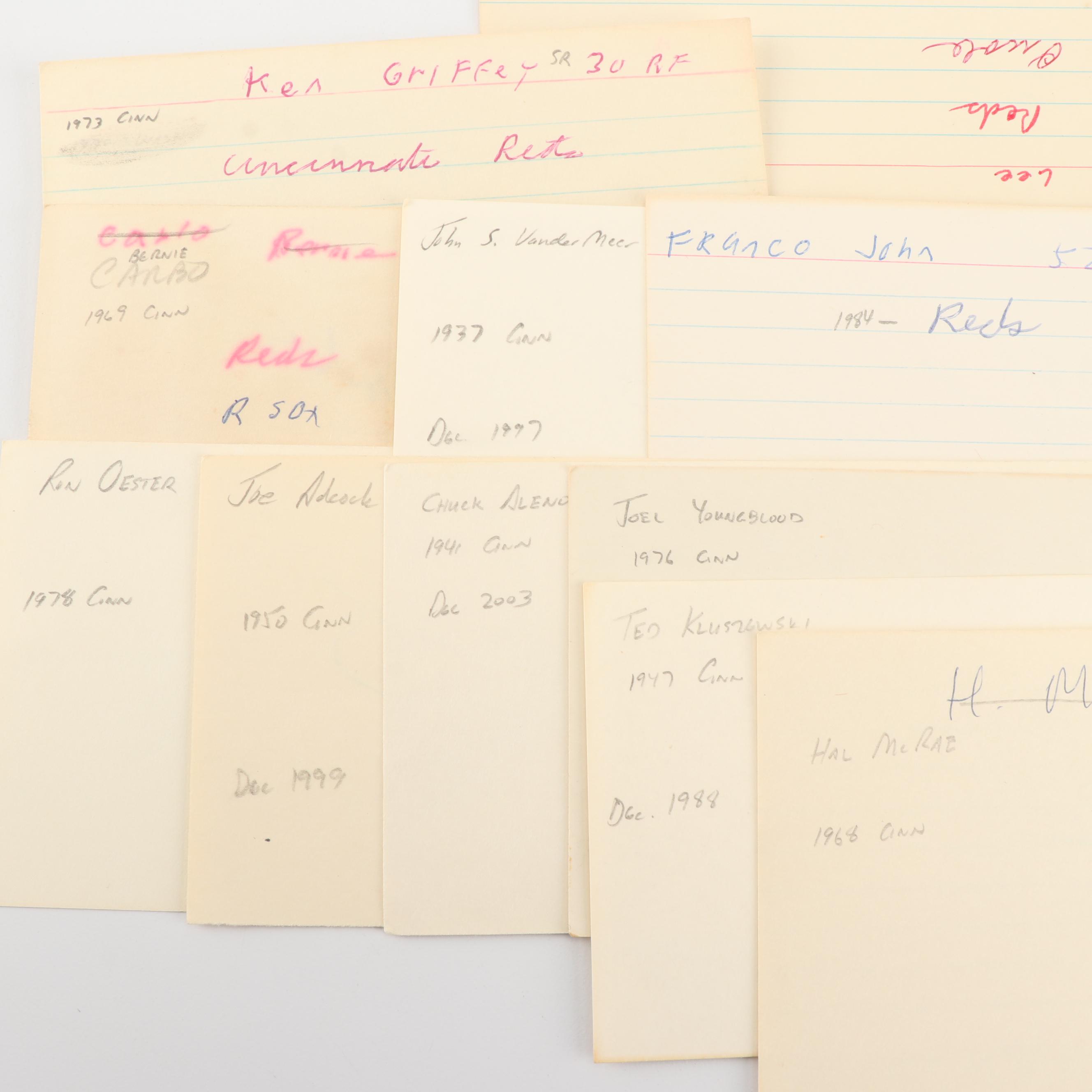 Vintage Cincinnati Reds Autographed Note Cards