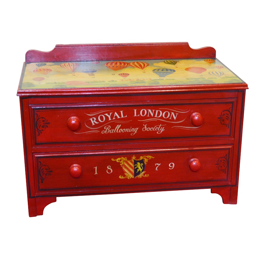 Painted Wood "Royal London Ballooning Society" Chest, Late 20th Century