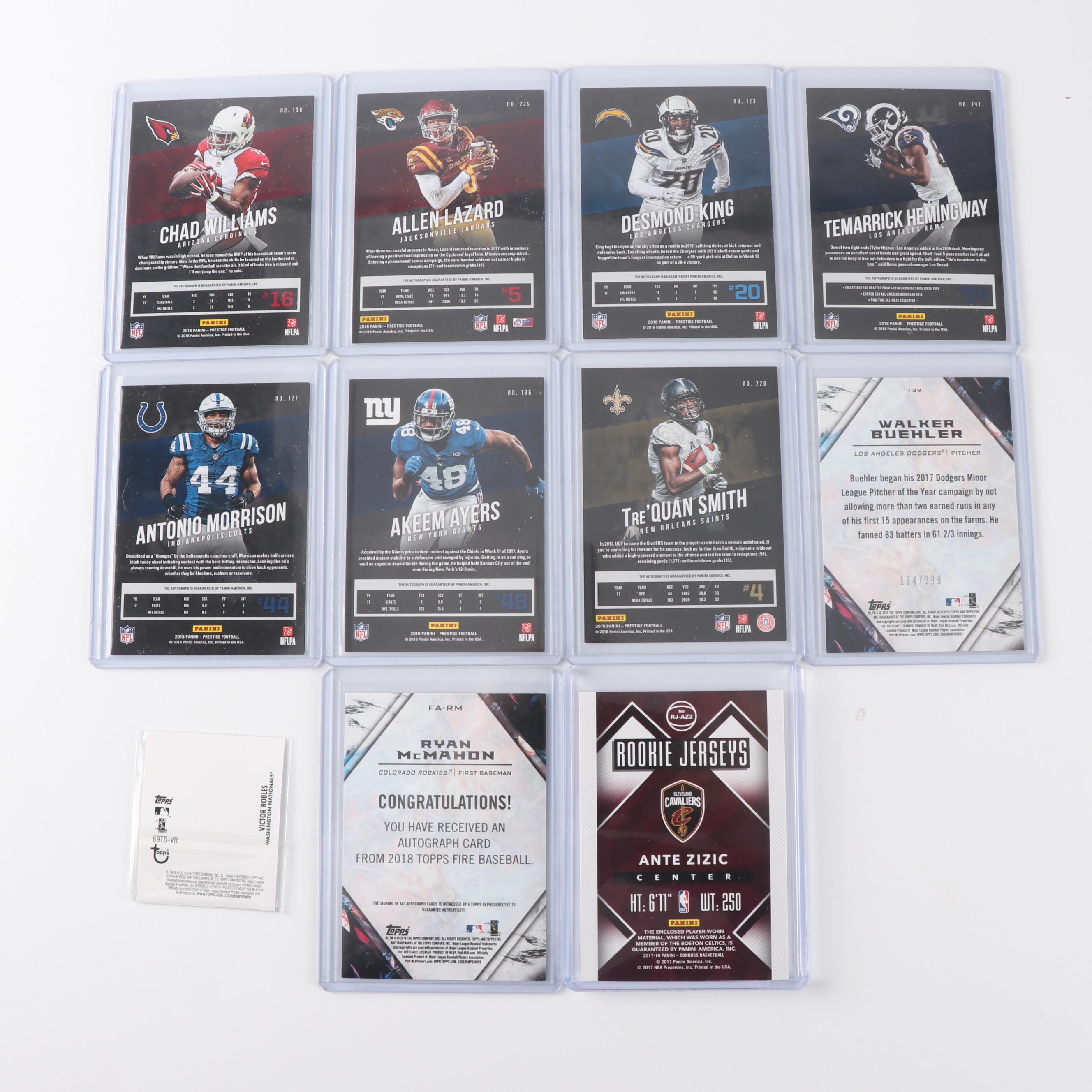 Panini Prestige Sports Trading Cards including Swatches and Autographs