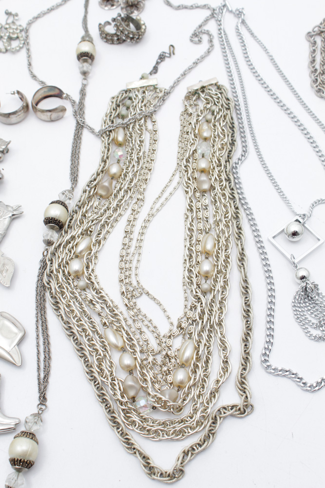 Silver Tone Costume Jewelry Assortment