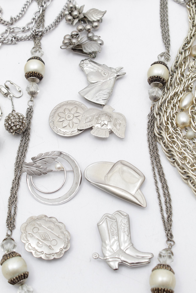 Silver Tone Costume Jewelry Assortment