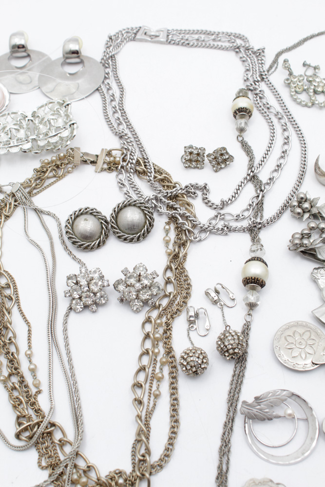 Silver Tone Costume Jewelry Assortment