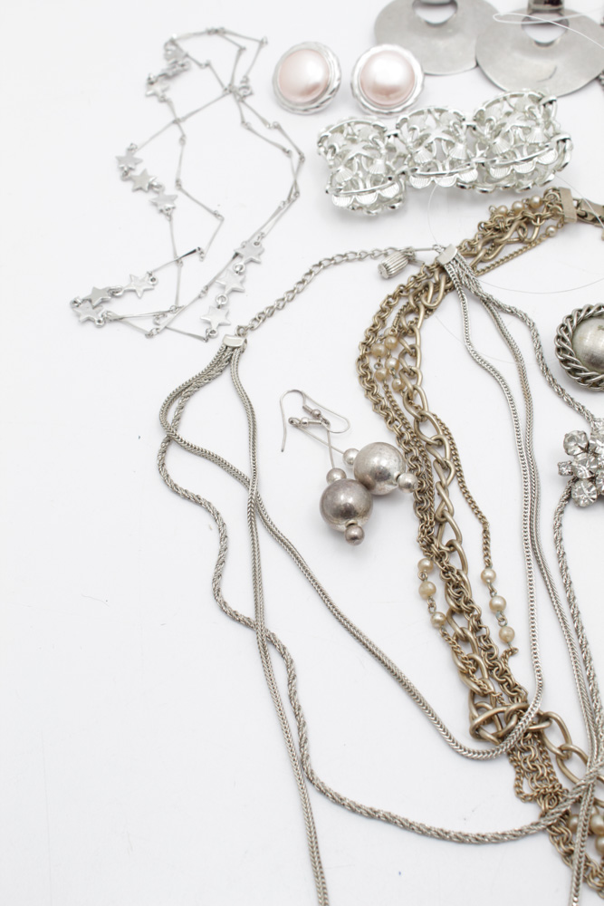 Silver Tone Costume Jewelry Assortment