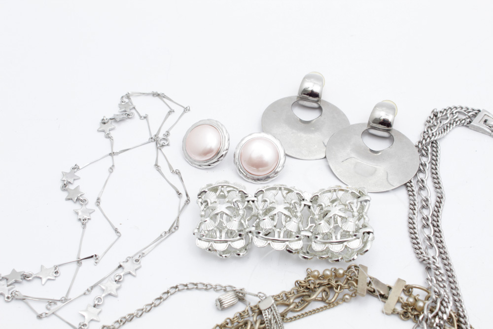 Silver Tone Costume Jewelry Assortment