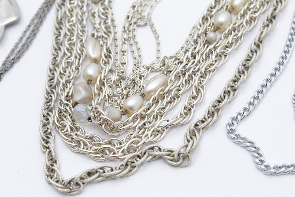 Silver Tone Costume Jewelry Assortment