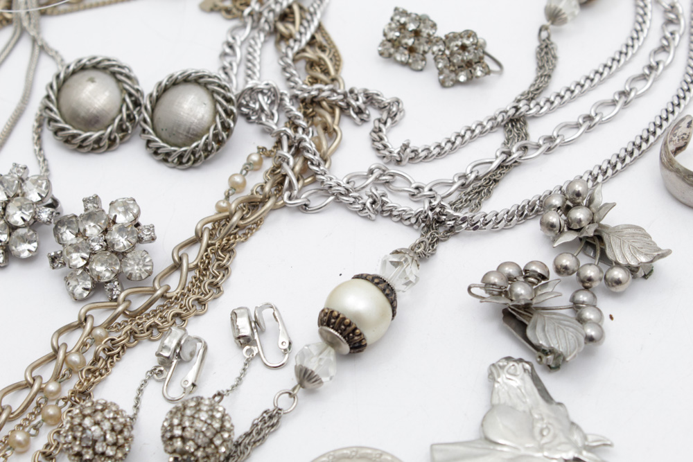 Silver Tone Costume Jewelry Assortment