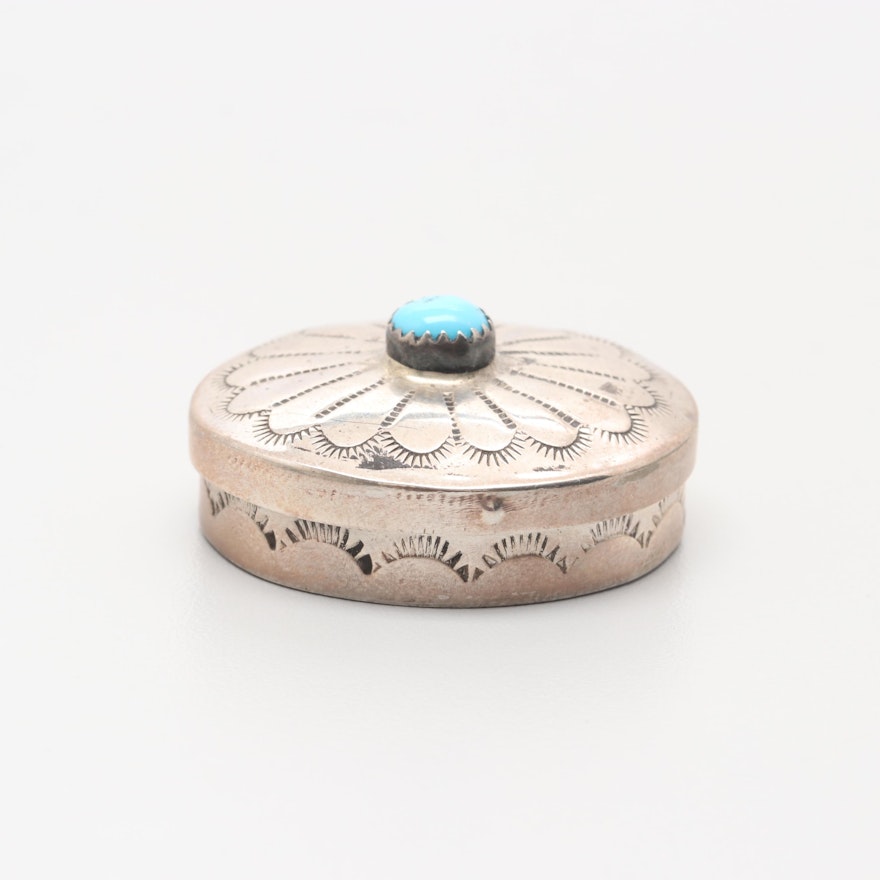 Southwest Style Sterling Silver Turquoise Box