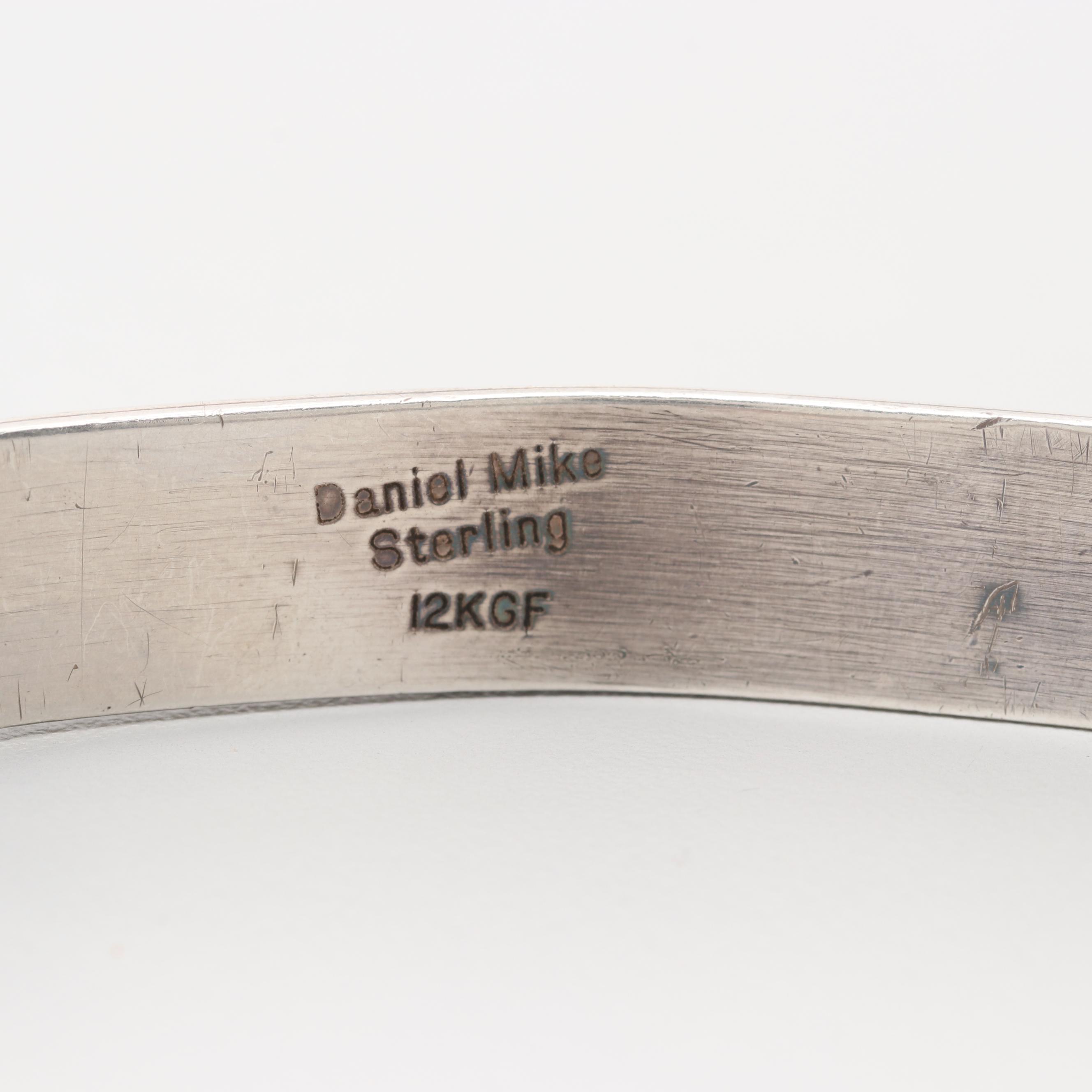 Daniel Mike Navajo Diné Sterling Silver Cuff Bracelet with Gold Filled Accents