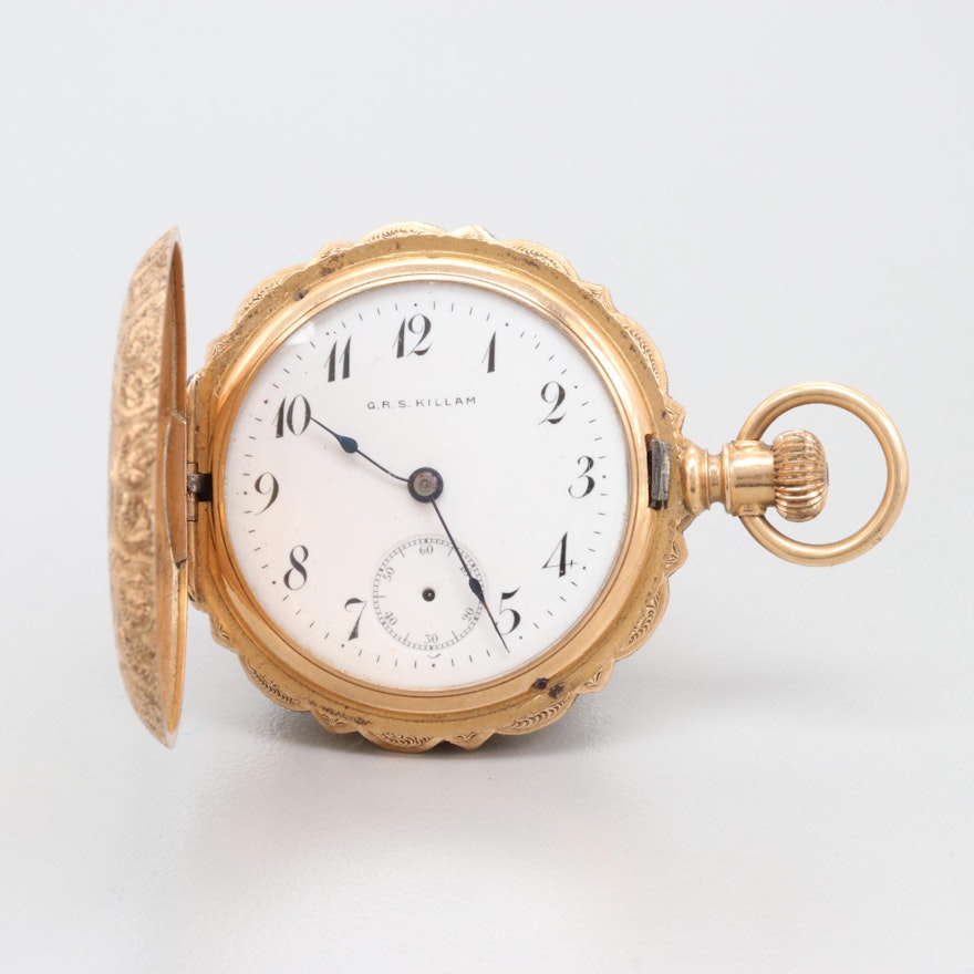 G.R.S. Killam 14K Yellow Gold Hunter Case Pocket Watch