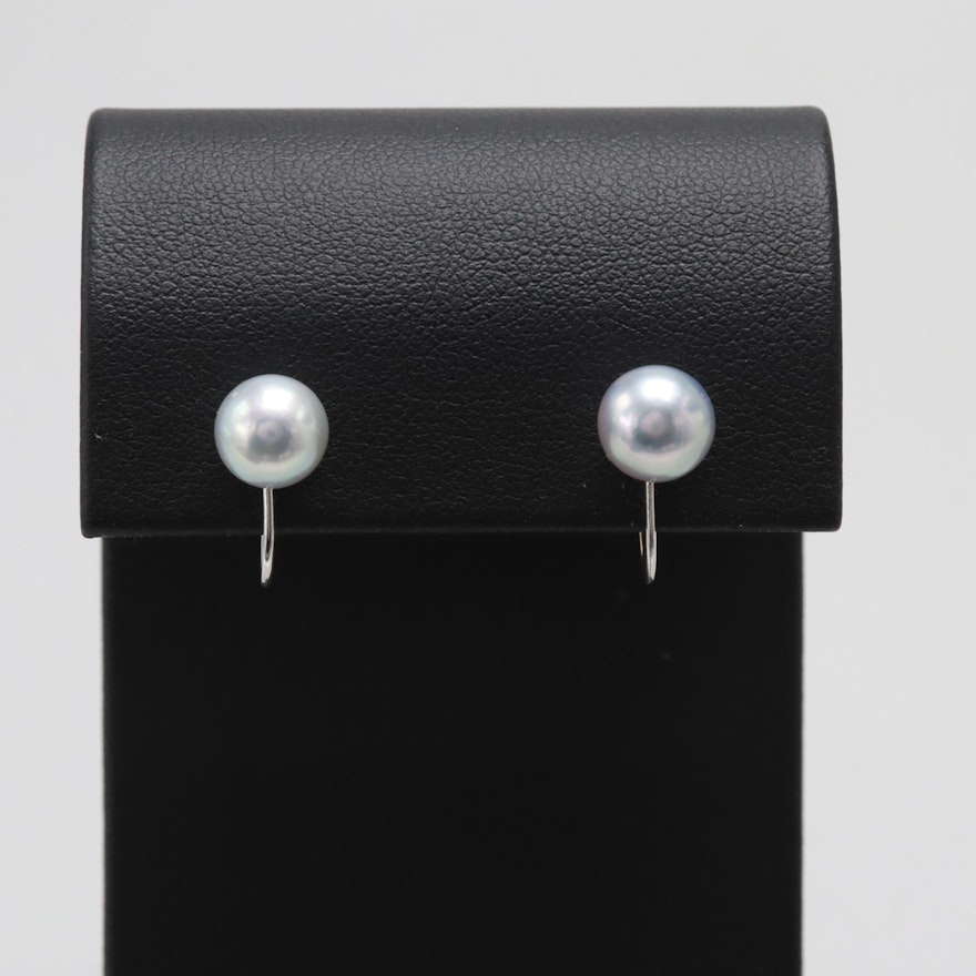 14K White Gold Cultured Pearl Earrings