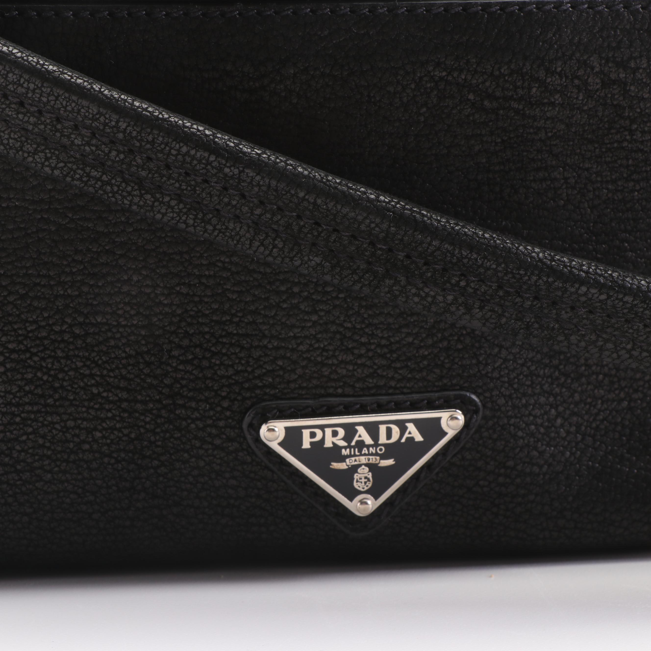 Prada Antic Easy A Pattina Black Leather Shoulder Bag