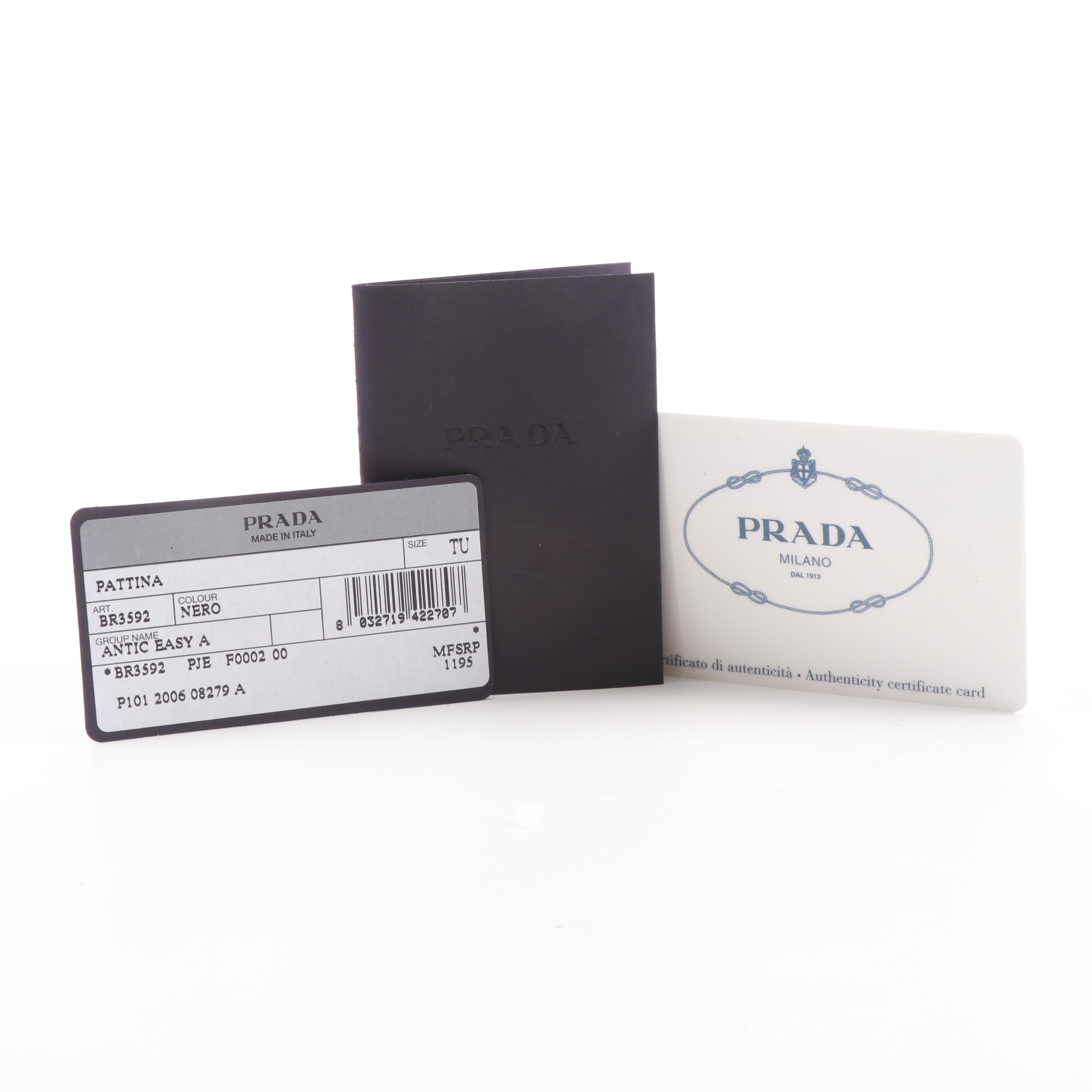 Prada Antic Easy A Pattina Black Leather Shoulder Bag