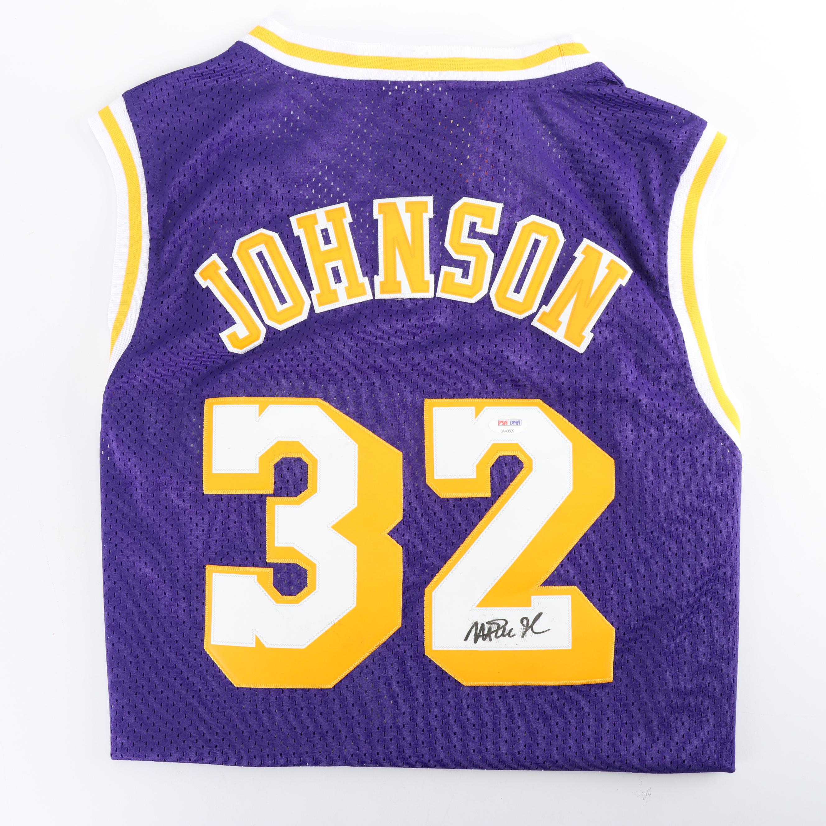 Magic Johnson Autographed Replica Los Angeles Lakers Jersey - PSA/DNA COA