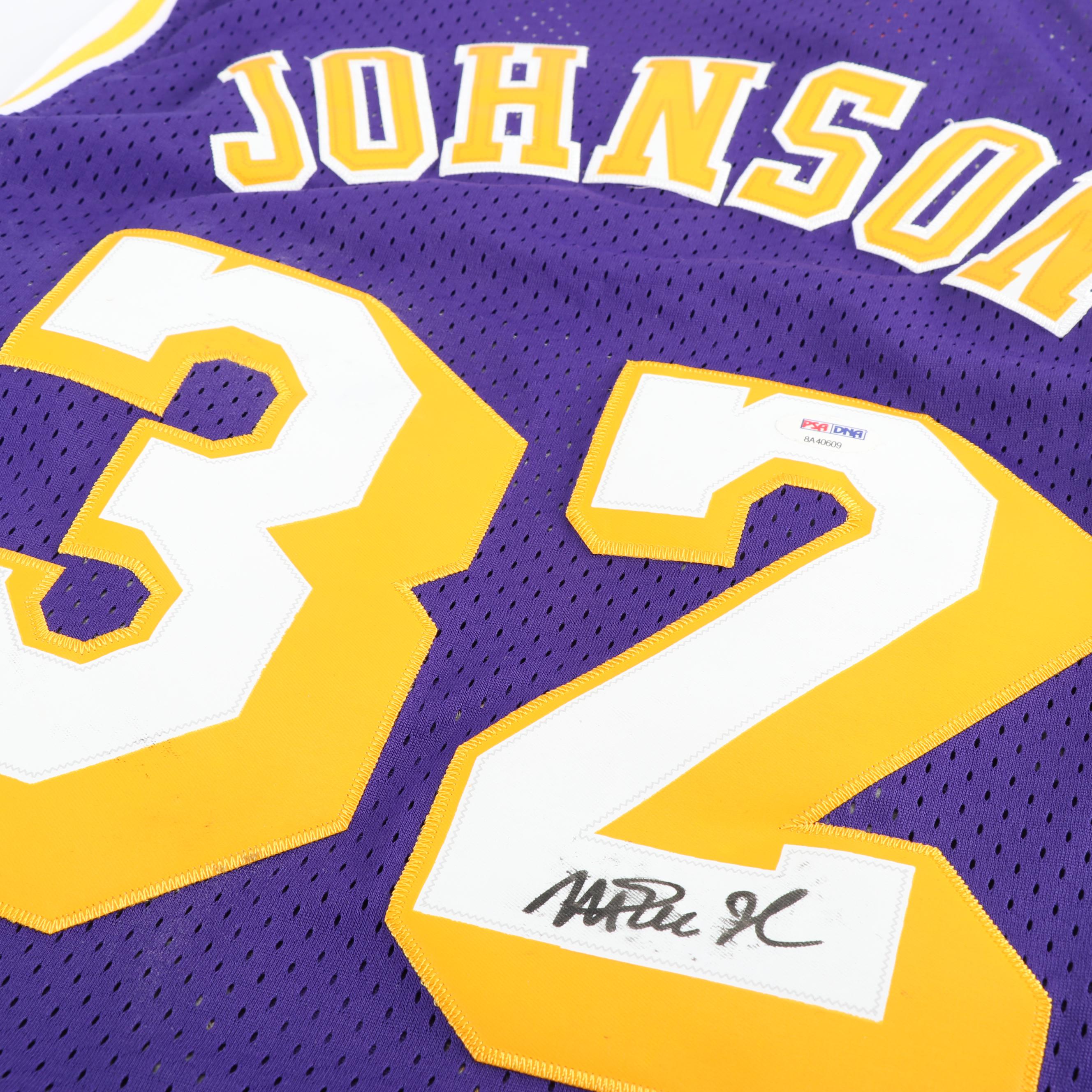Magic Johnson Autographed Replica Los Angeles Lakers Jersey - PSA/DNA COA