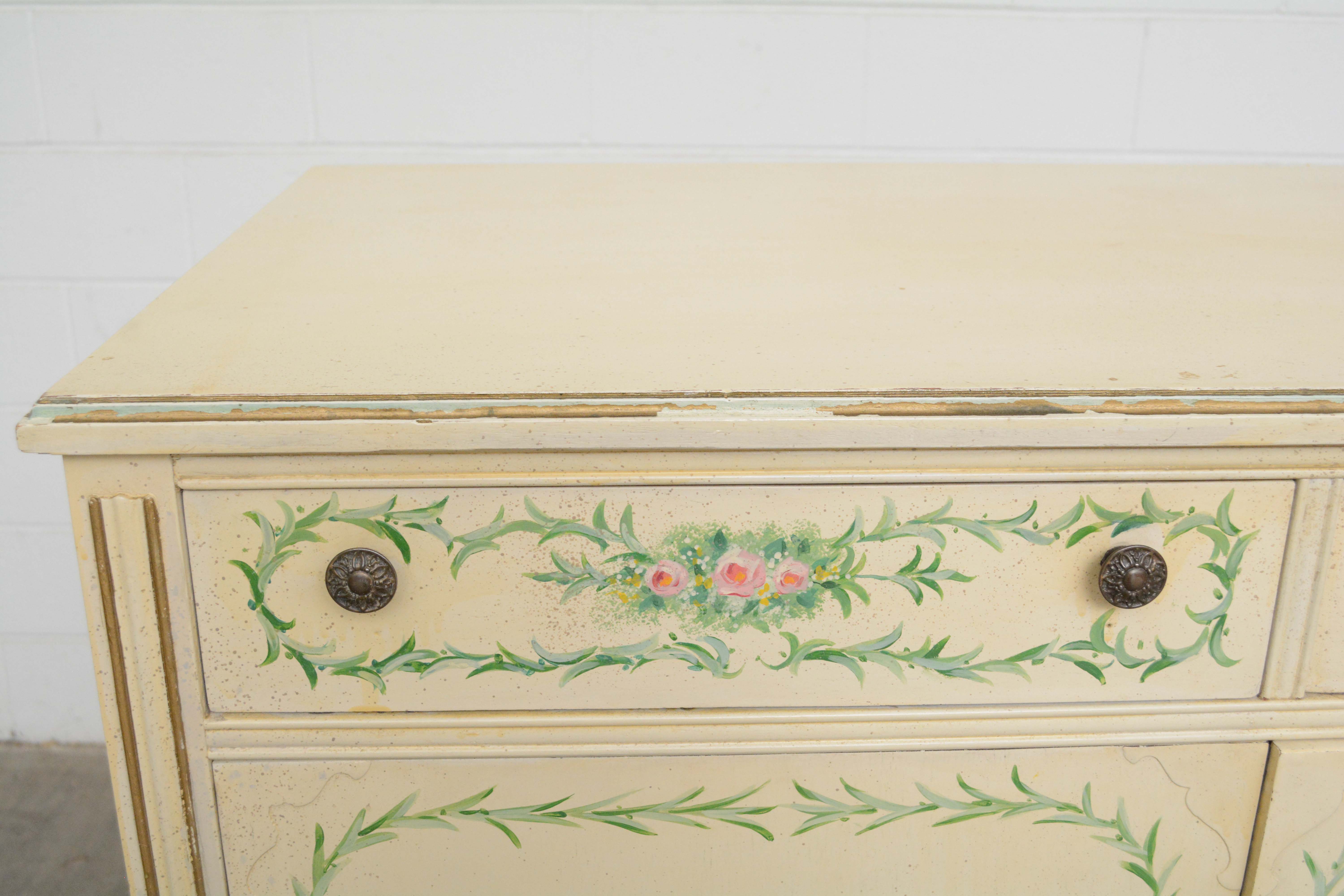 French Provincial Style Painted Wood Chest of Drawers, Early/Mid 20th Century
